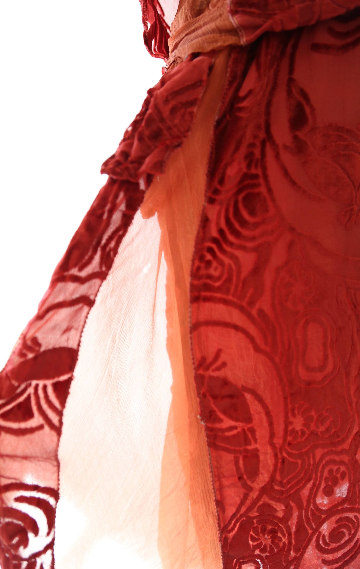 20s SILK velvet dress | Antique vintage 1920s Art deco orange velvet drop waist dress