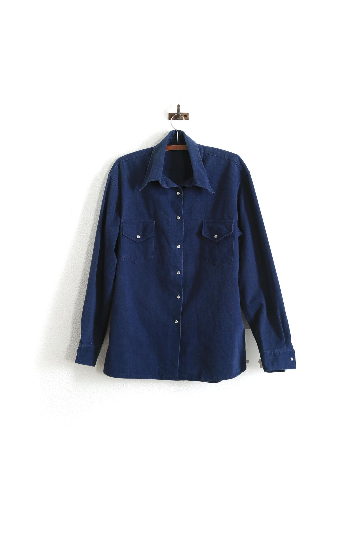 70s Men's Blue cotton Western Shirt Jacket