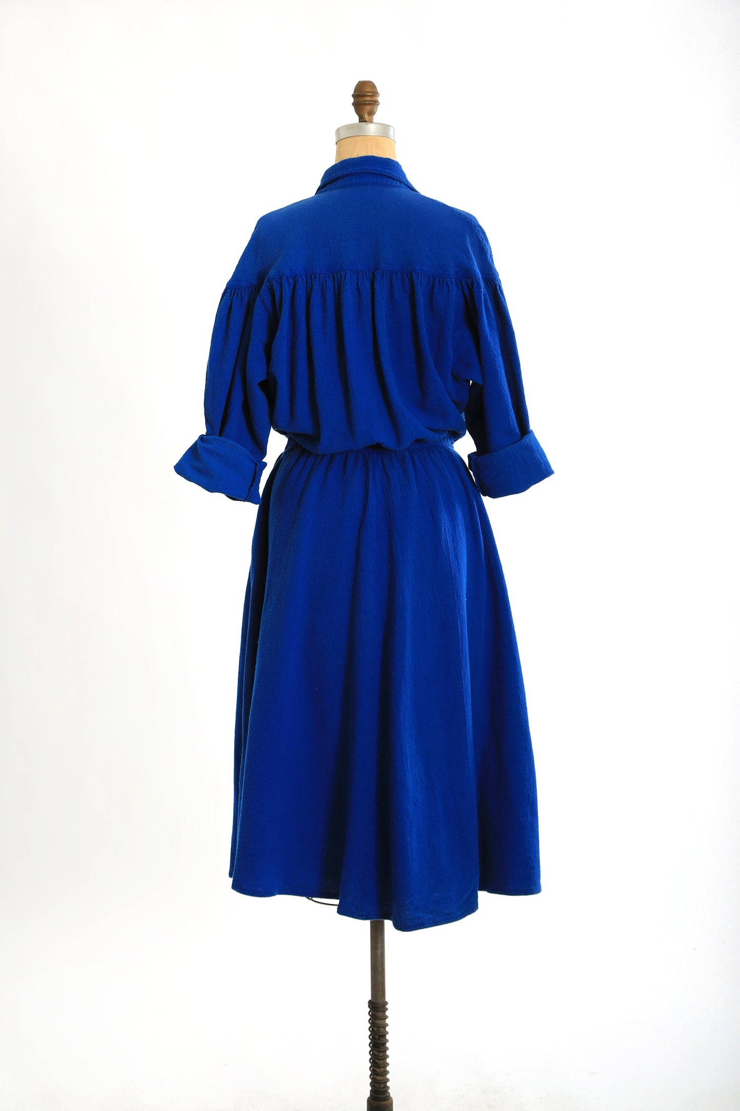 Vintage 80s blue cotton midi dress