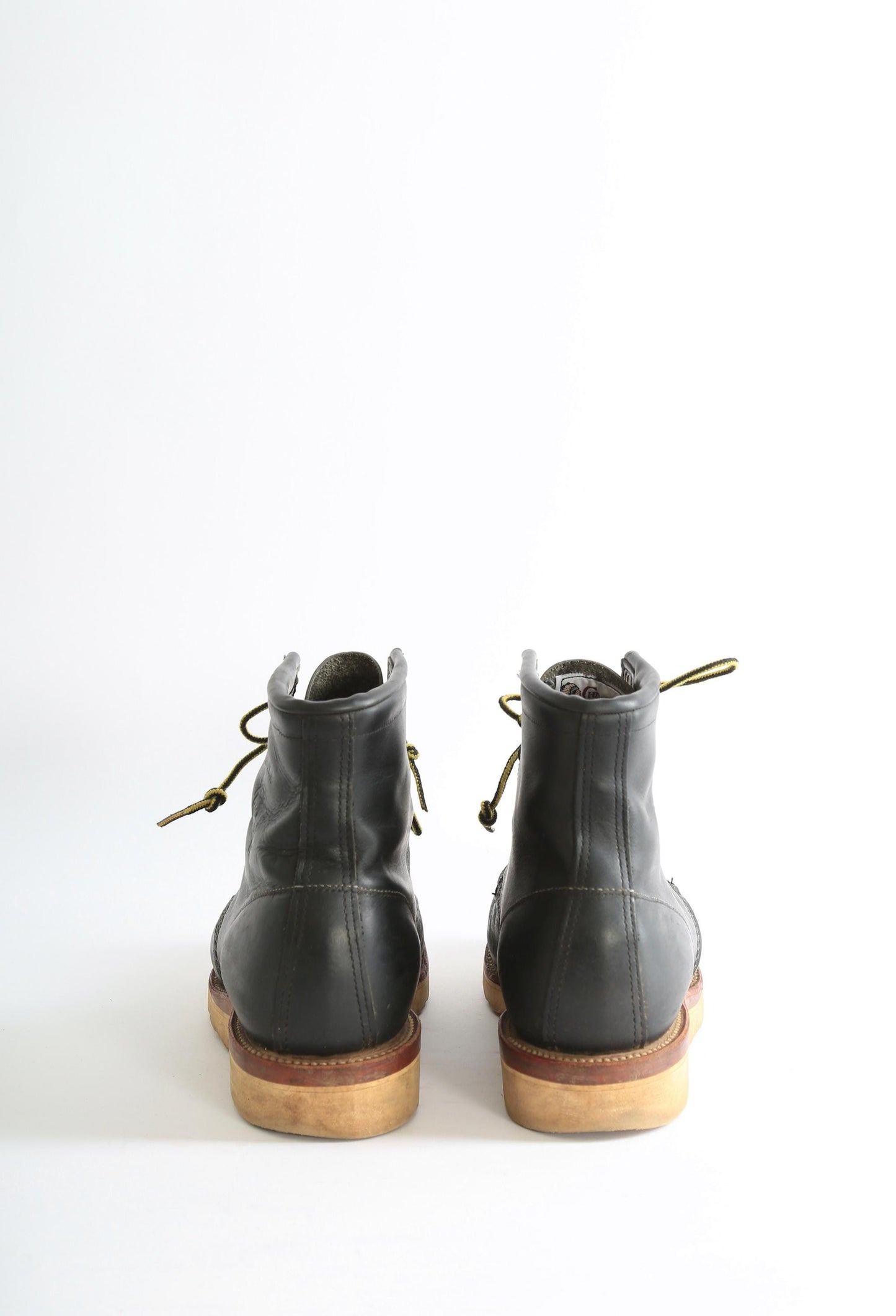 Vintage Chippewa American Made black Leather Moc Toe Boots Sz. 9