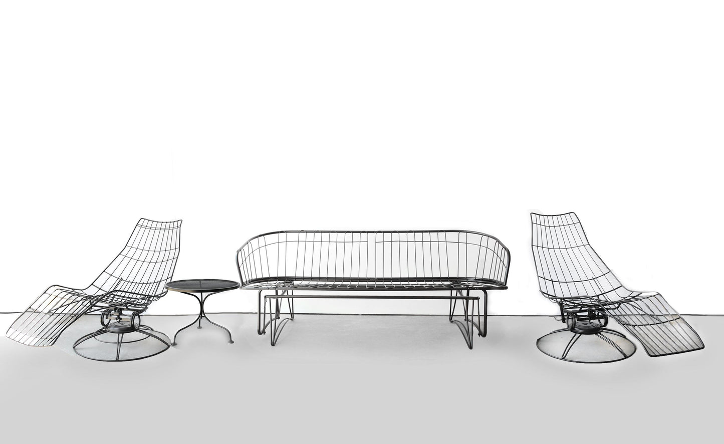Vintage Mid Century Modern Homecrest Patio Set | Gilder sofa + 2 Fiesta loungers + side table