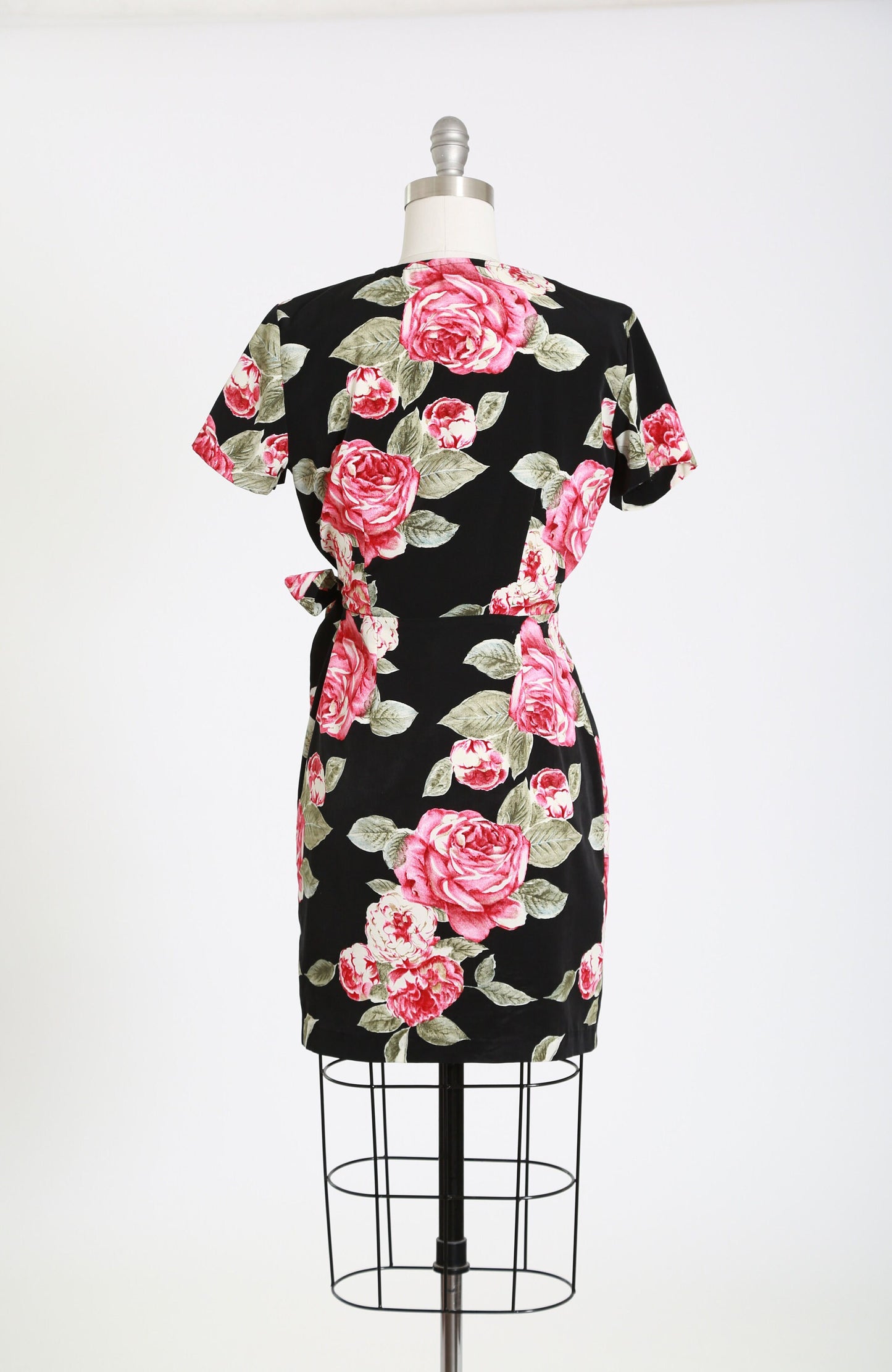 Vintage 90s floral rose wrap mini dress