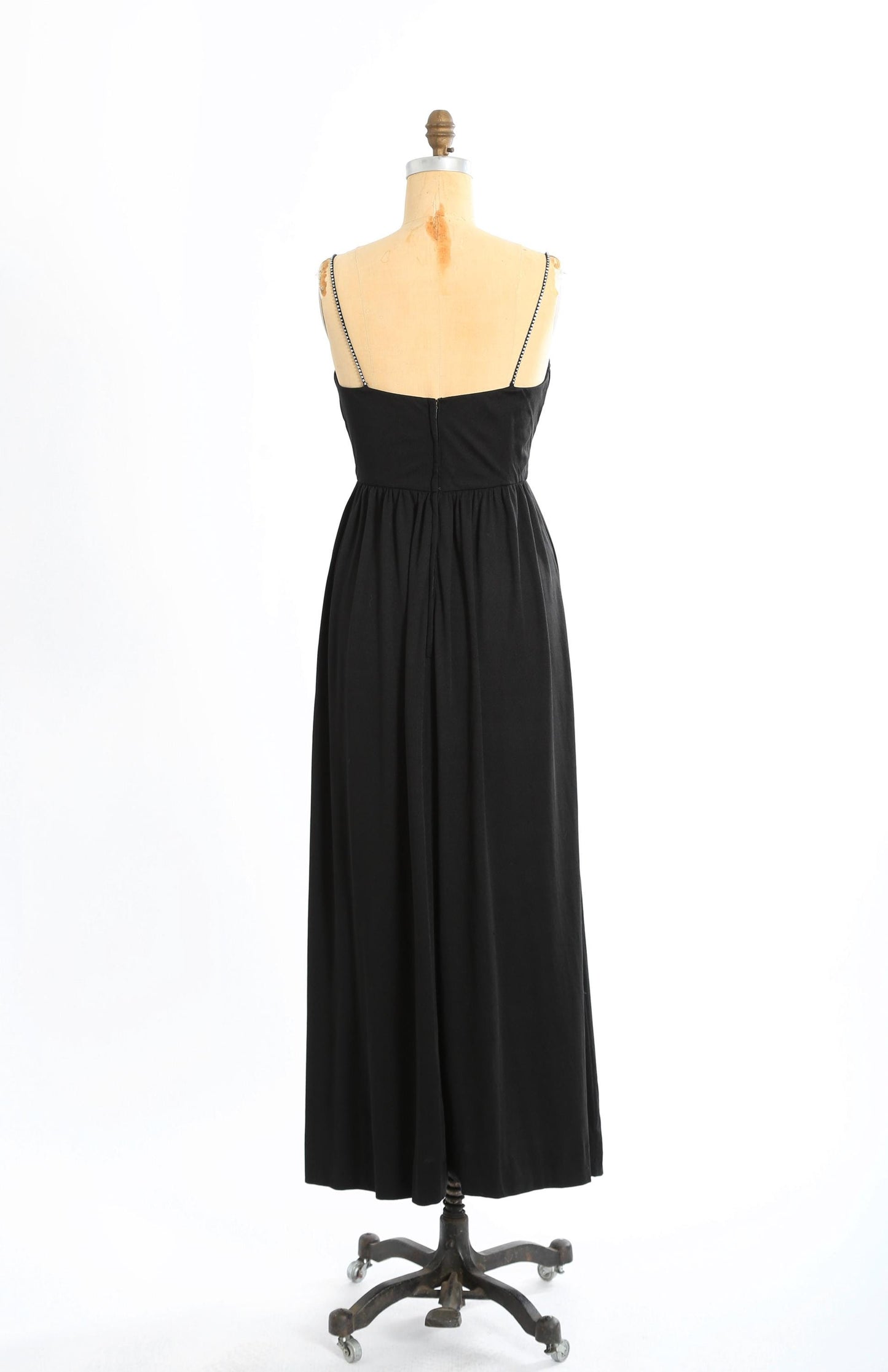 Vintage 70s black rhinestone maxi dress
