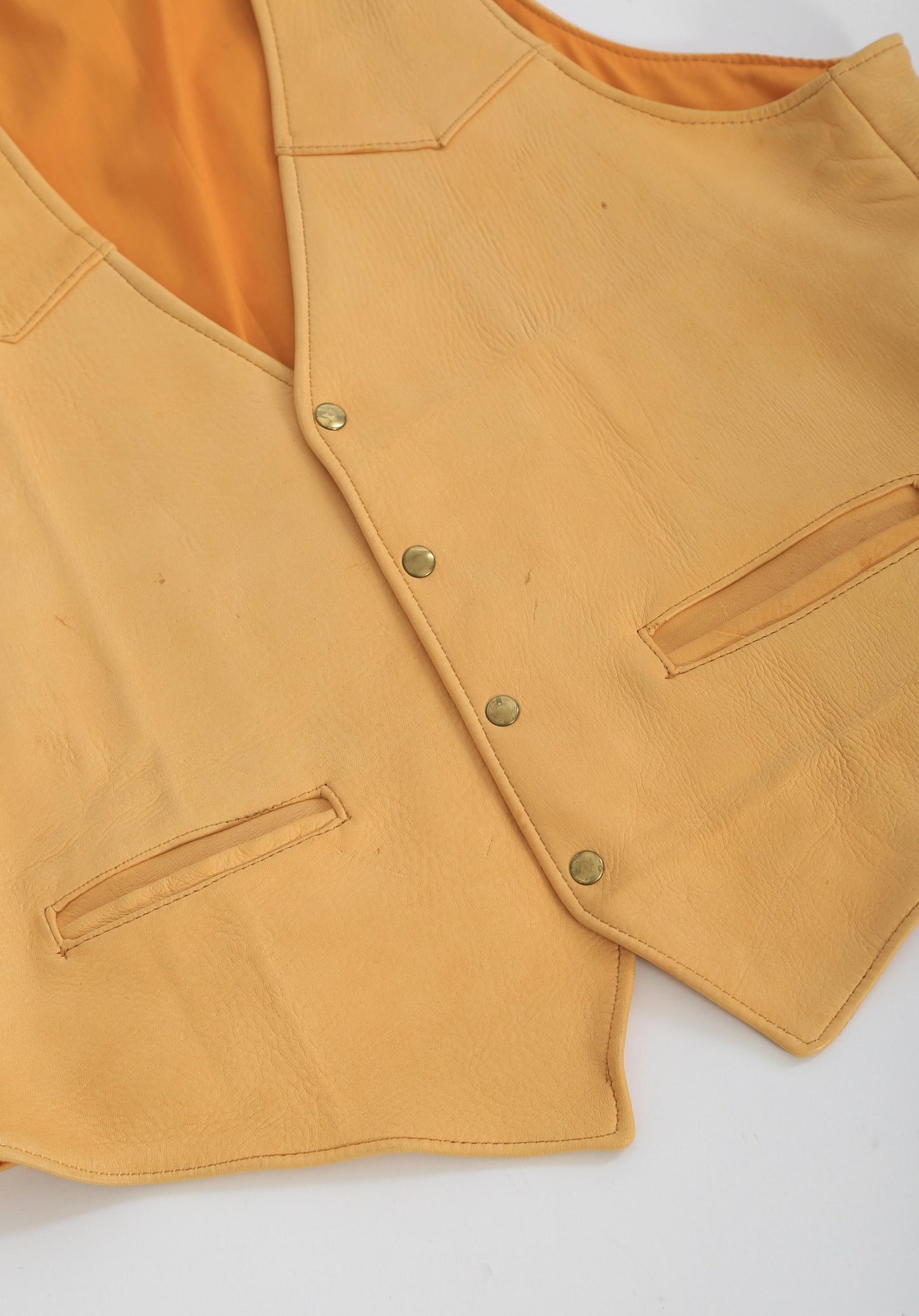 Vintage 70s Buckskin brown leather vest