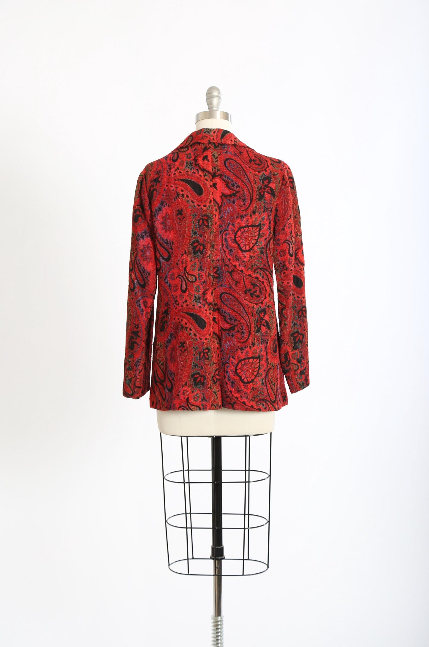 60s Alex Colman blazer | Vintage 60s red woven Paisley blazer
