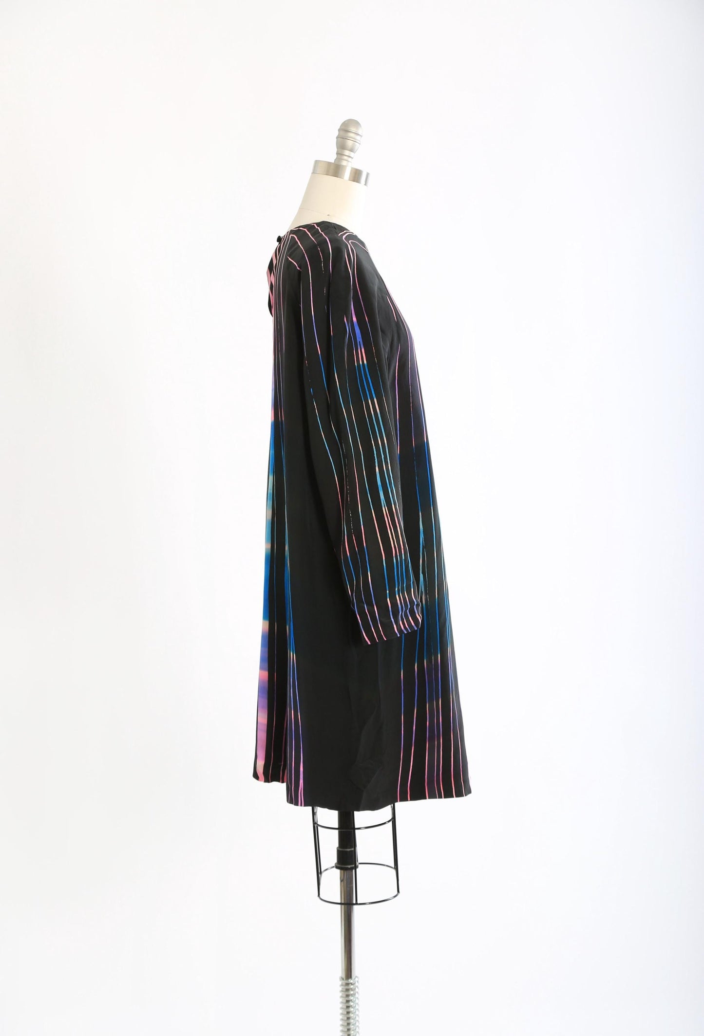 80s ombre striped silk dress | vintage 1980s Art waves silk dress