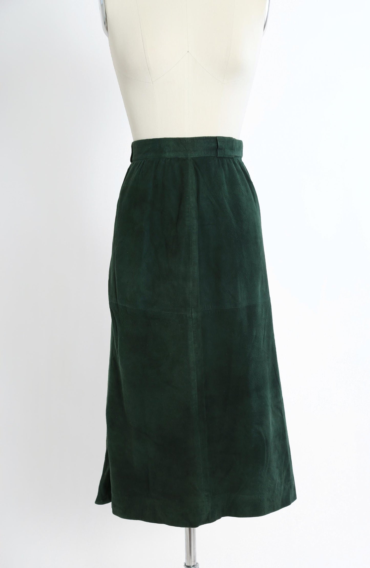 Vintage 90s Forrest green suede leather skirt