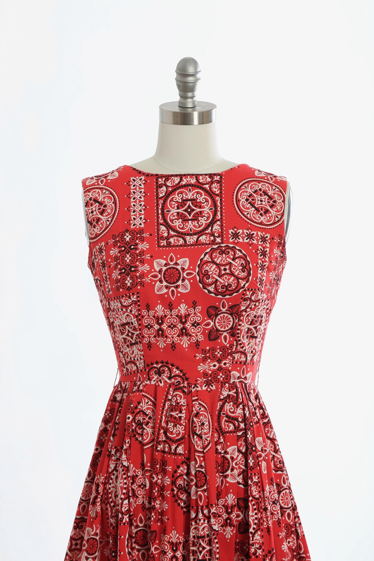 50s bandana dress | Vintage 1950s red bandana cotton dress