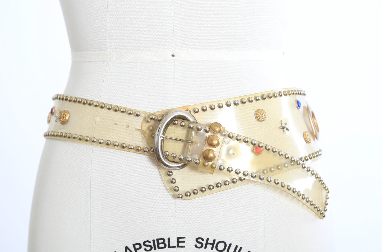Vintage 80s Clear gold studded Star rhinestone belt