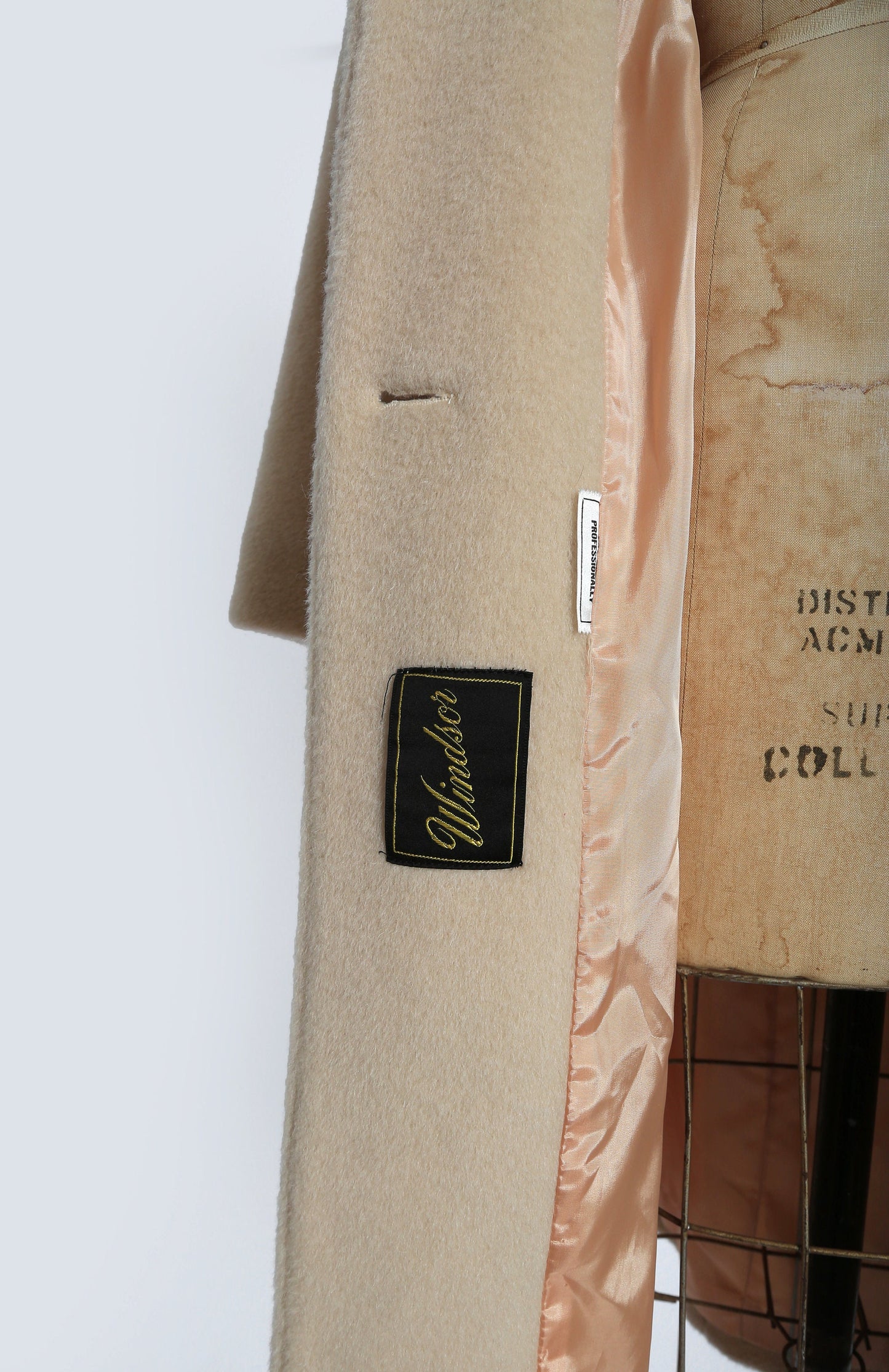 Vintage 50s 60s beige mohair wool coat mink fur collar