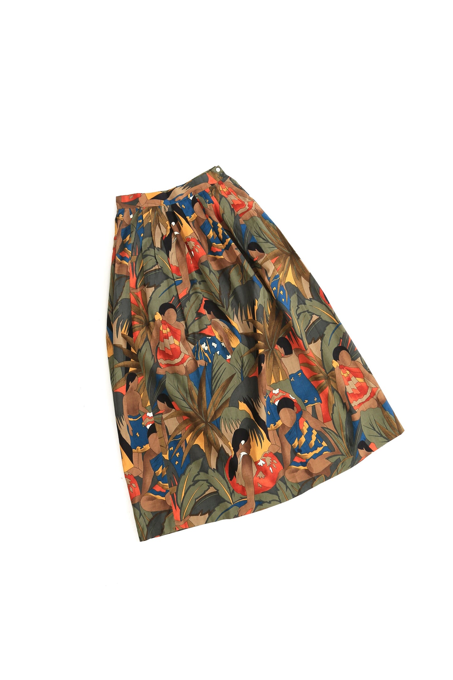 Island vibes skirt | Vintage 80s 90s tropical ethnic print cotton skirt