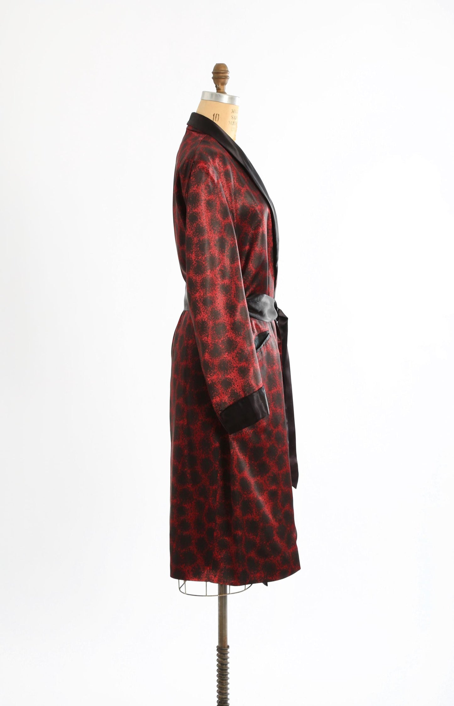 50s satin smoking robe | Vintage 1950s red satin Smoking Jacket robe