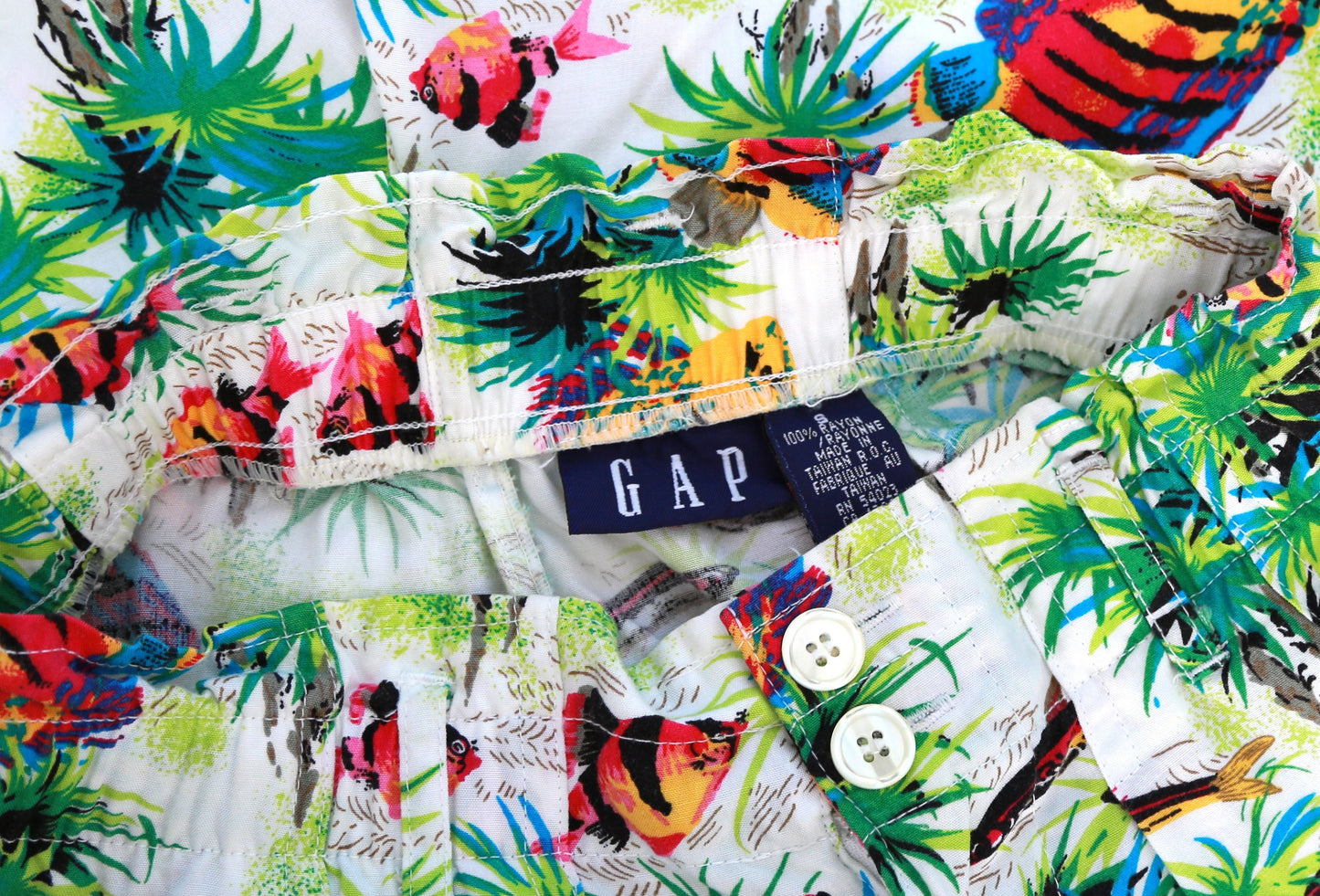 GAP Tropical shirts | Vintage 90s GAP tropical fish rayon shorts