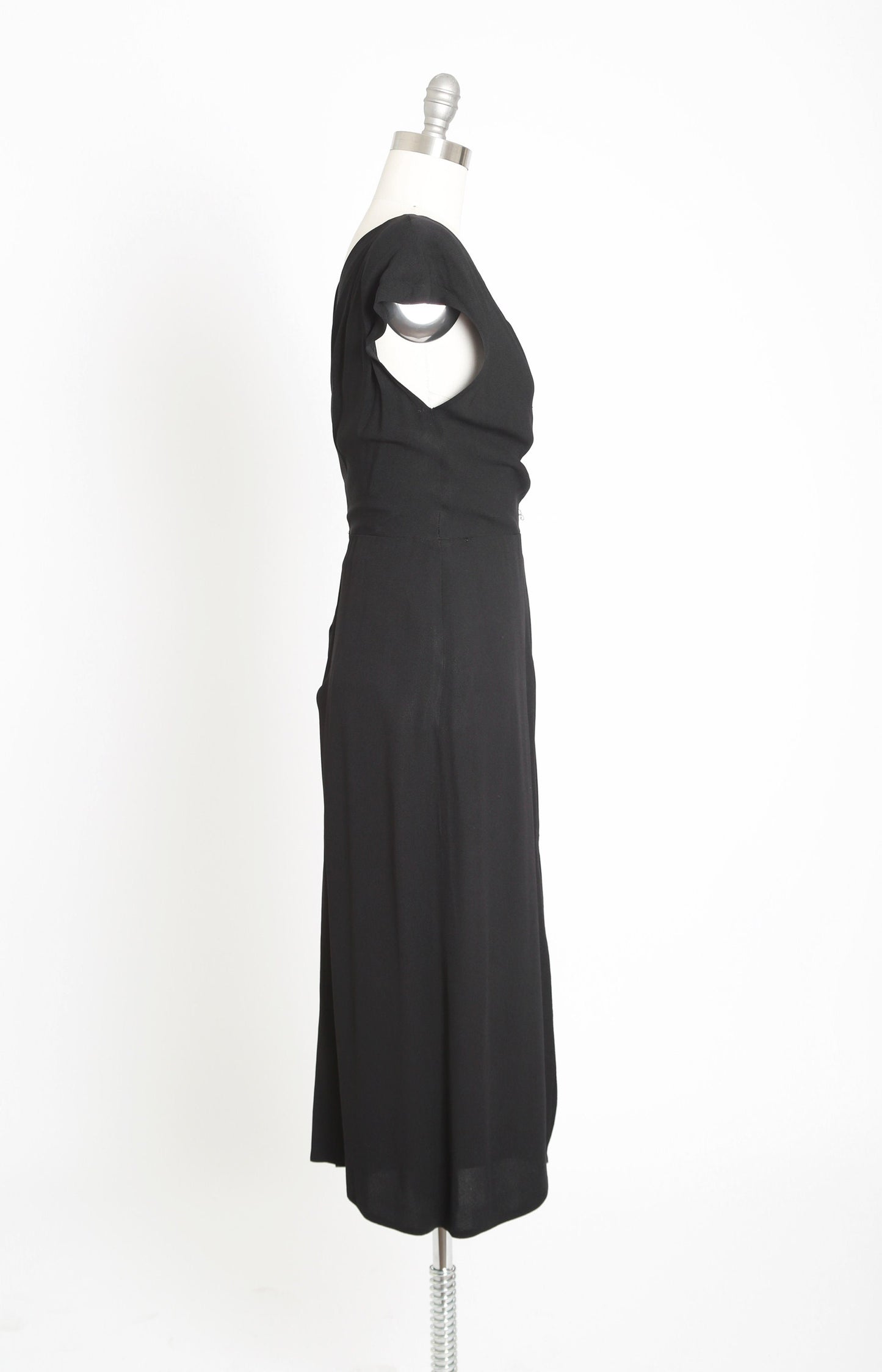 40s sequin dress | Vintage 1940s black crepe sequin bow dress