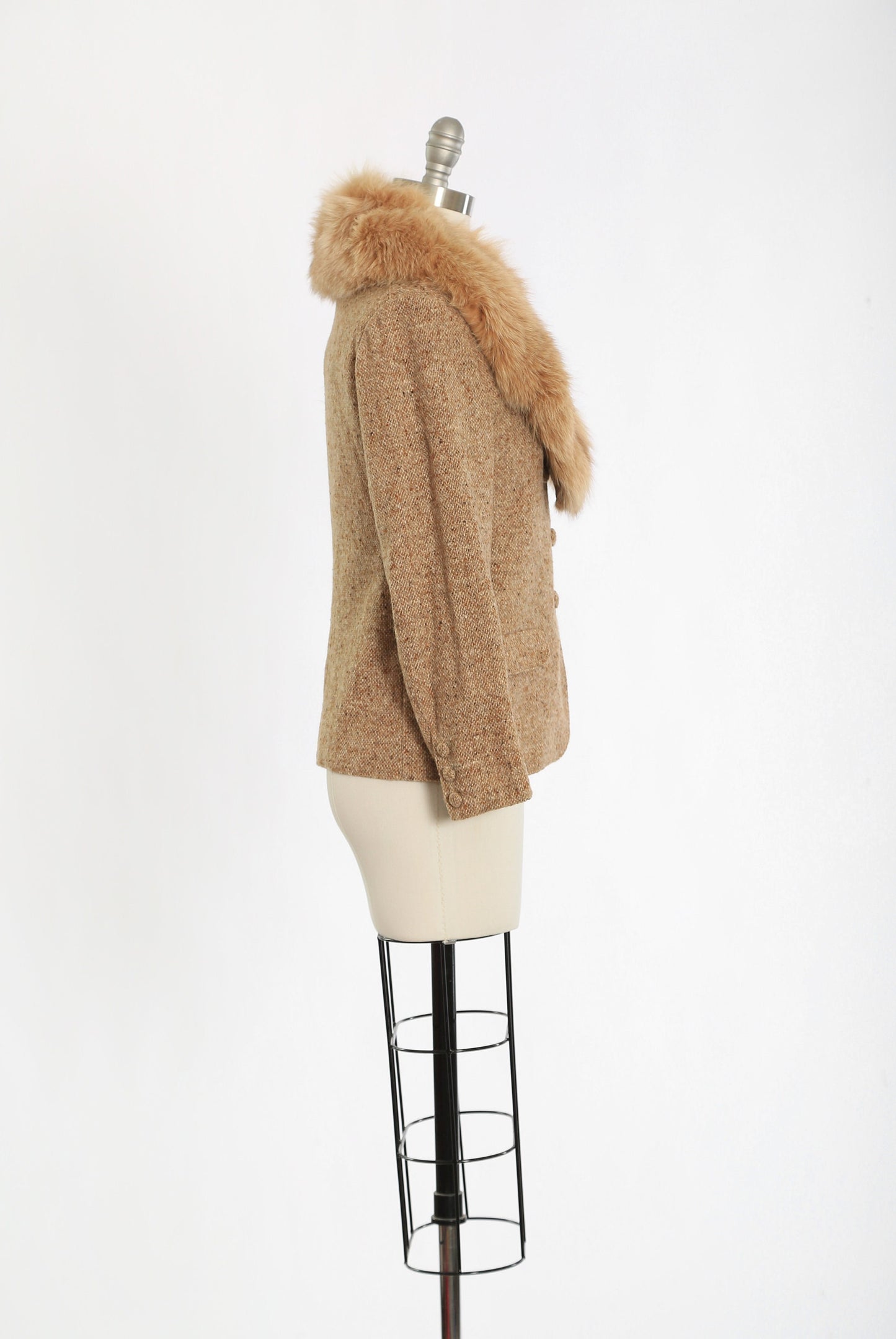 Lilli Ann fox fur blazer | Vintage 1970s Adolph Schuman for Lilli Ann wool tweed blazer