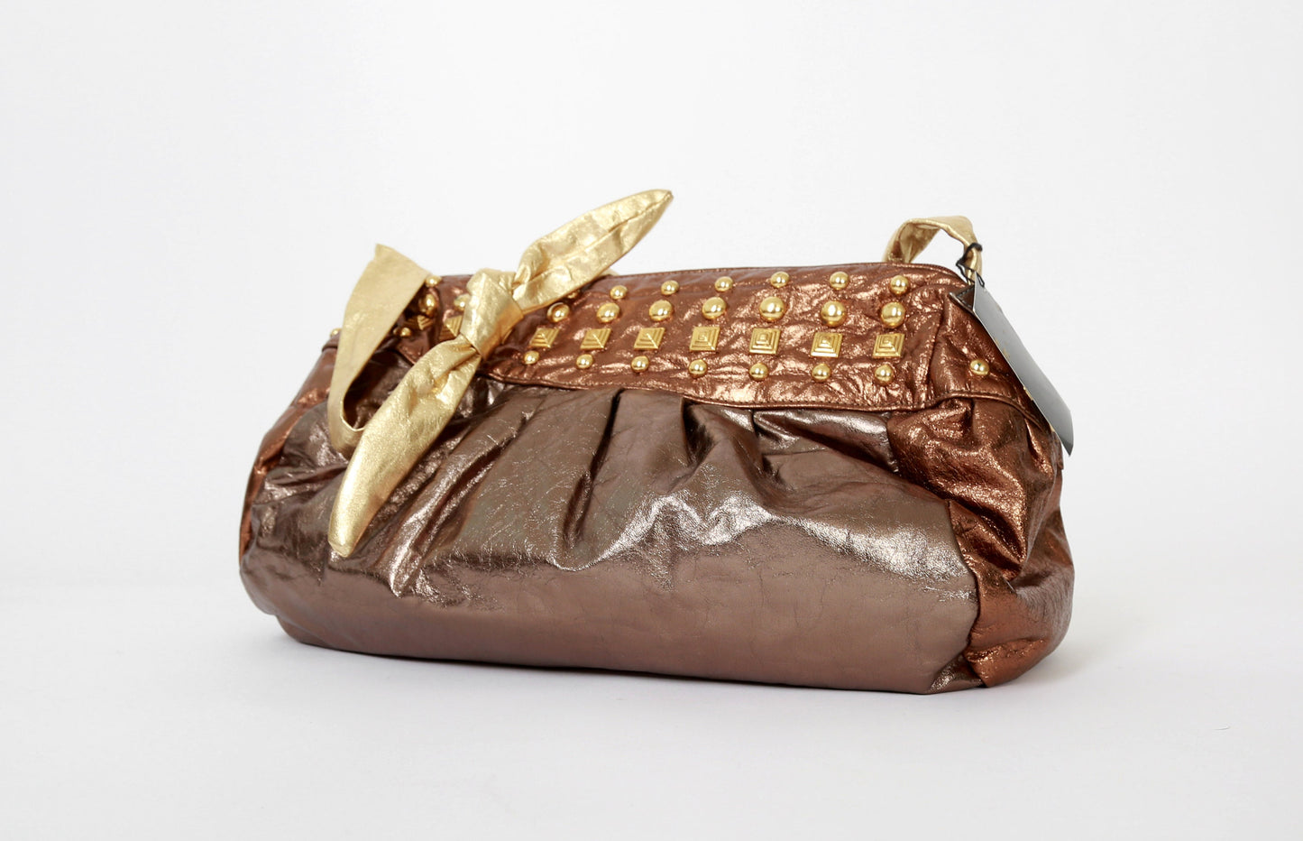 Vintage 80s OHH! Ashley metallic gold studded leather purse | 1980s deadstock gold leather purse