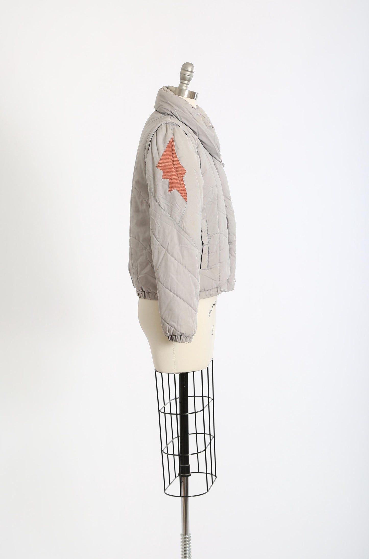 Vintage 80s gray + pink Puffer jacket Vest