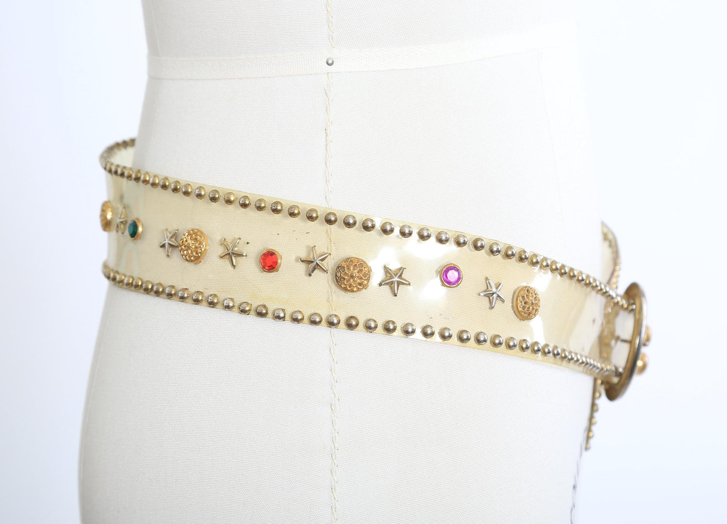 Vintage 80s Clear gold studded Star rhinestone belt