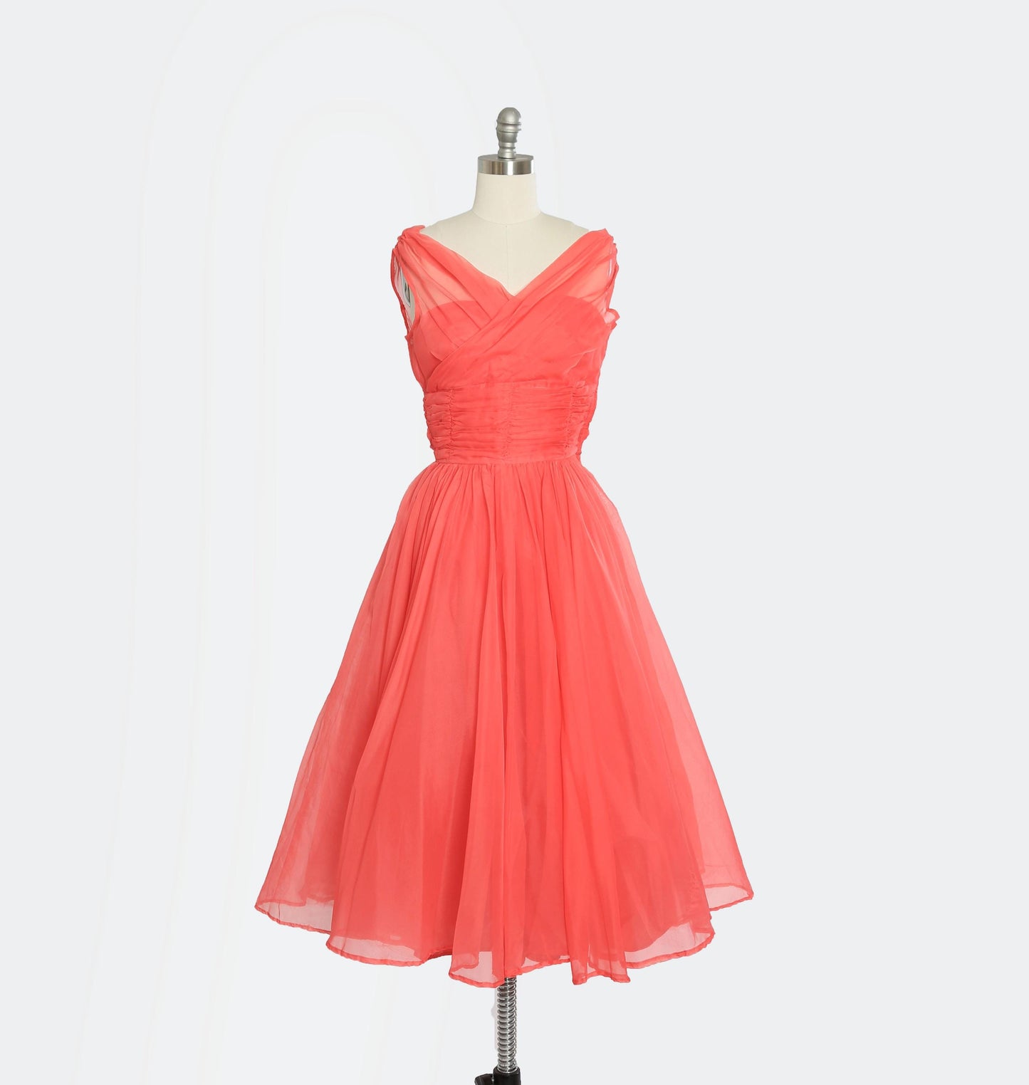 50s Pink chiffon tulle party dress
