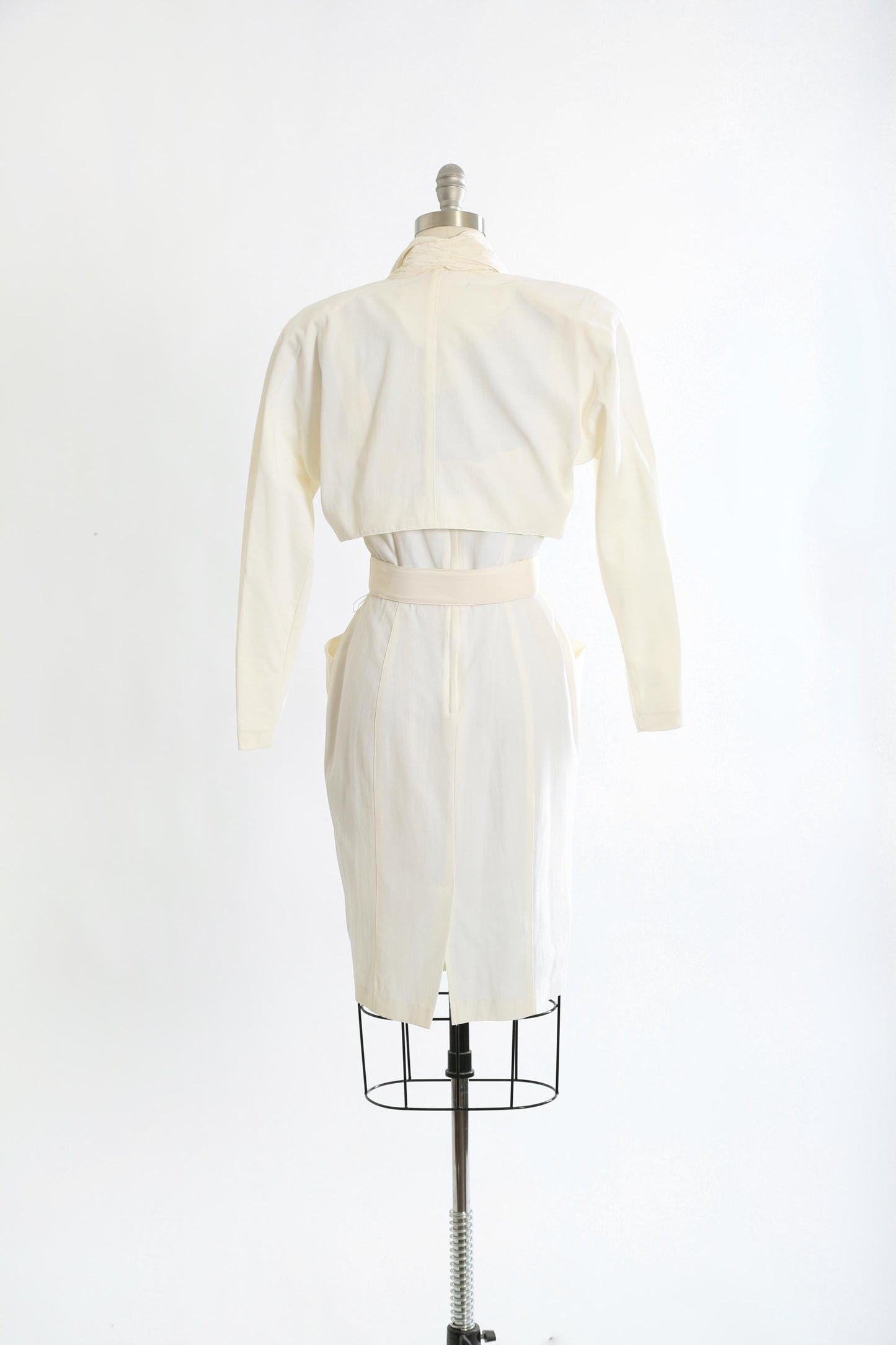 Vintage 80s white 3pc dress cropped bolero jacket | 1980s deadstock SOMA white dress pleated jacket