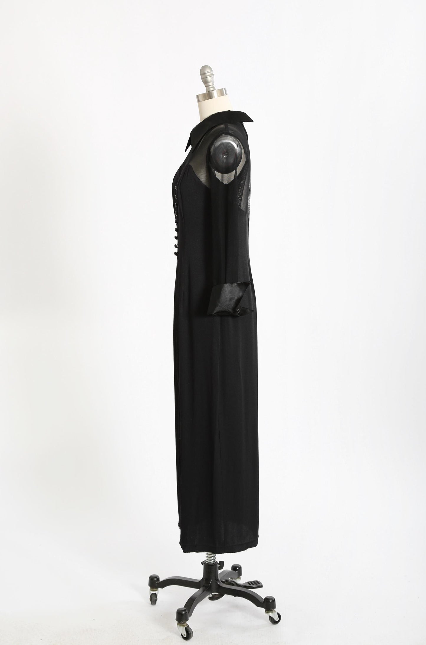 90s tuxedo maxi dress | Vintage 1990s black sheer tuxedo dress
