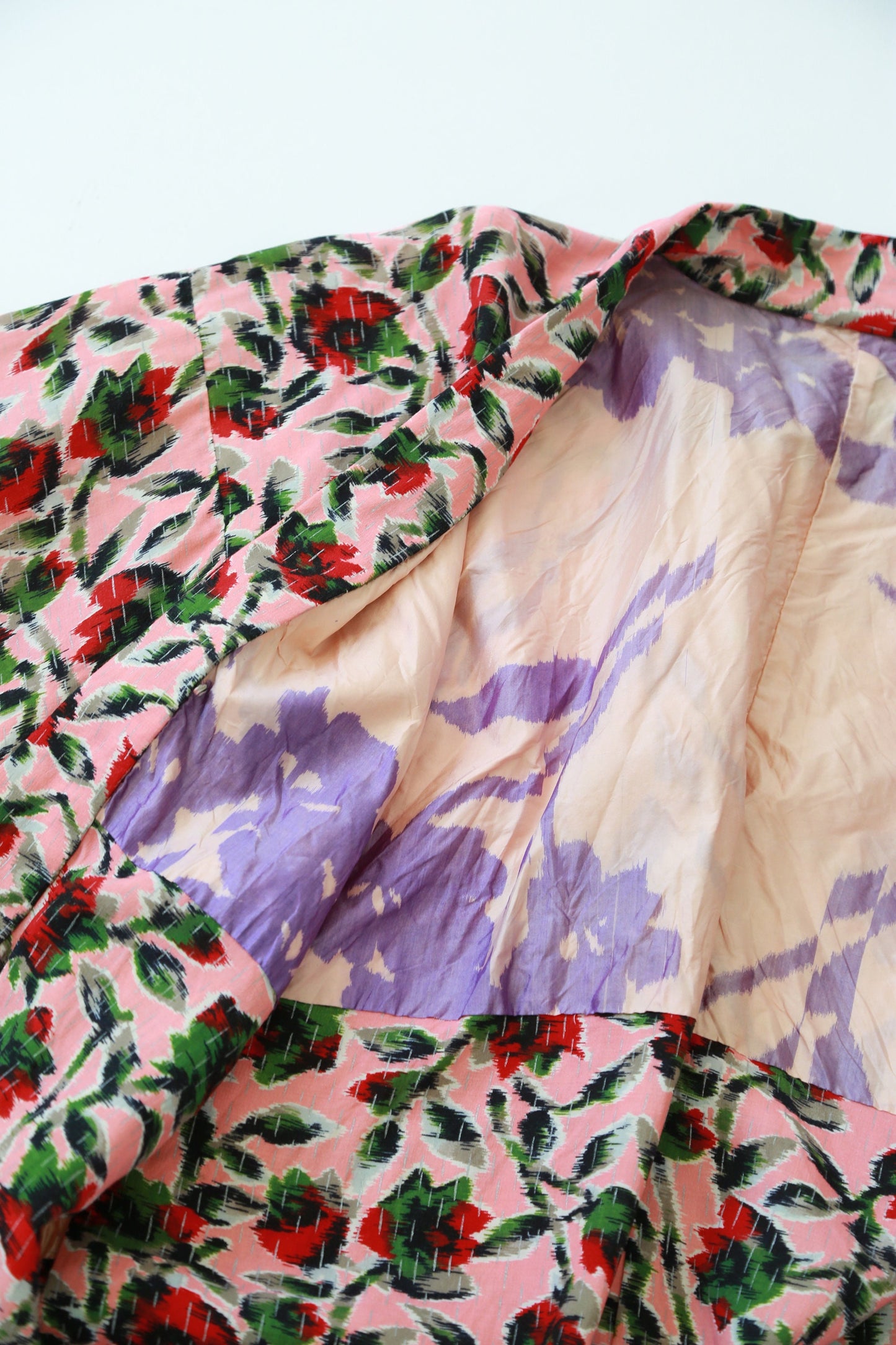 Rose haori | Vintage 1940s silk kimono | 40s floral silk kimono jacket