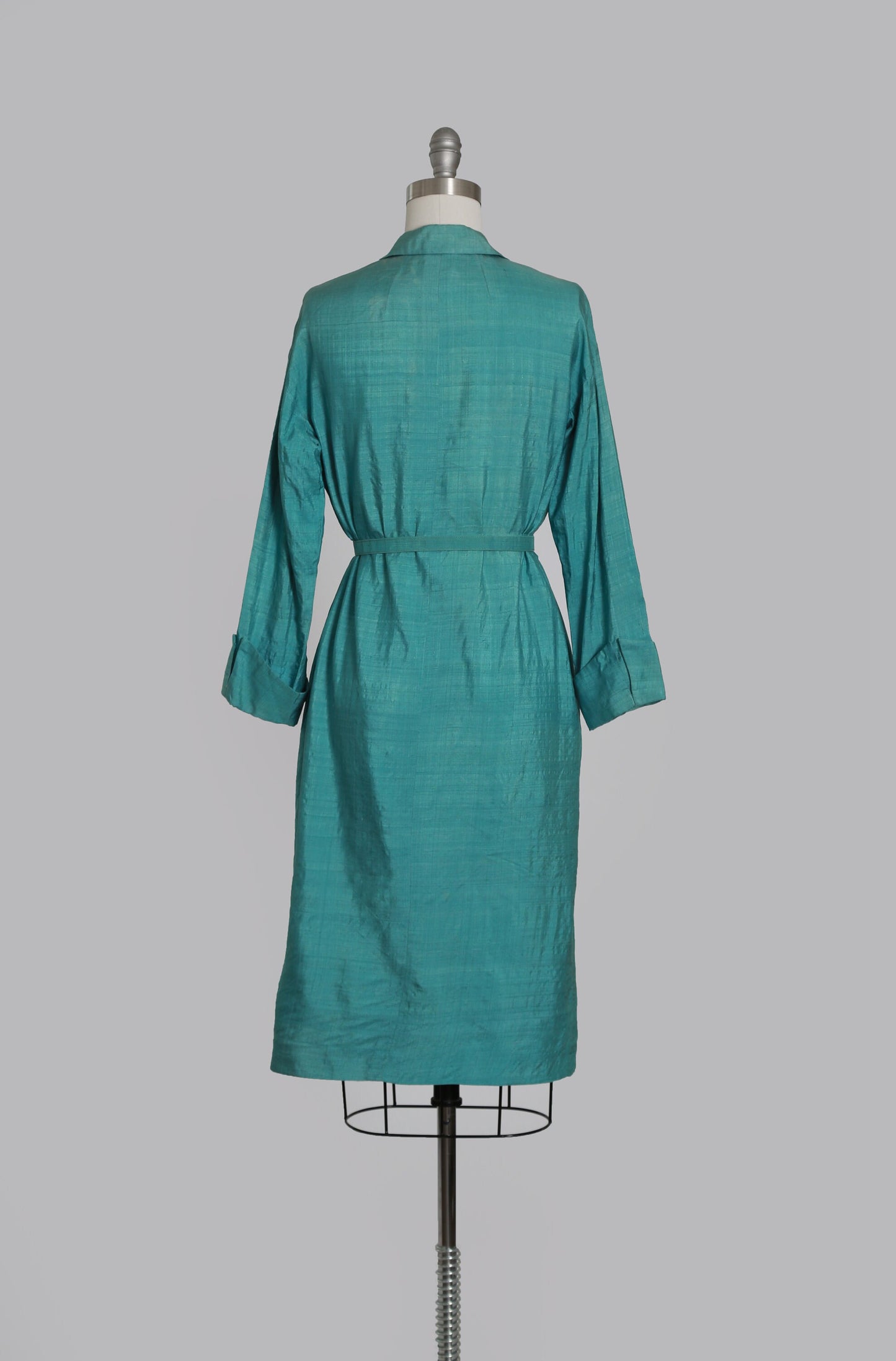 50s silk dress | Vintage 1950s B H Wragge blue silk dress