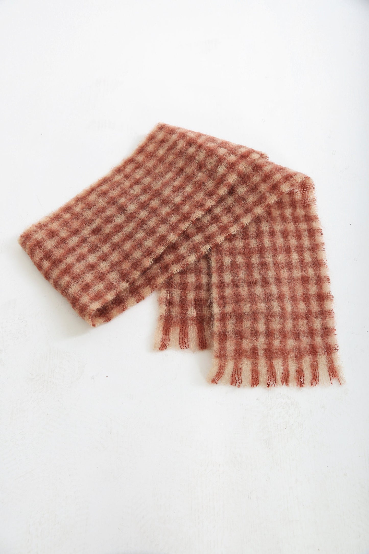 60s Mohair scarf | Vintage 1960s gingham Bloomingdales Scottish mohair scarf