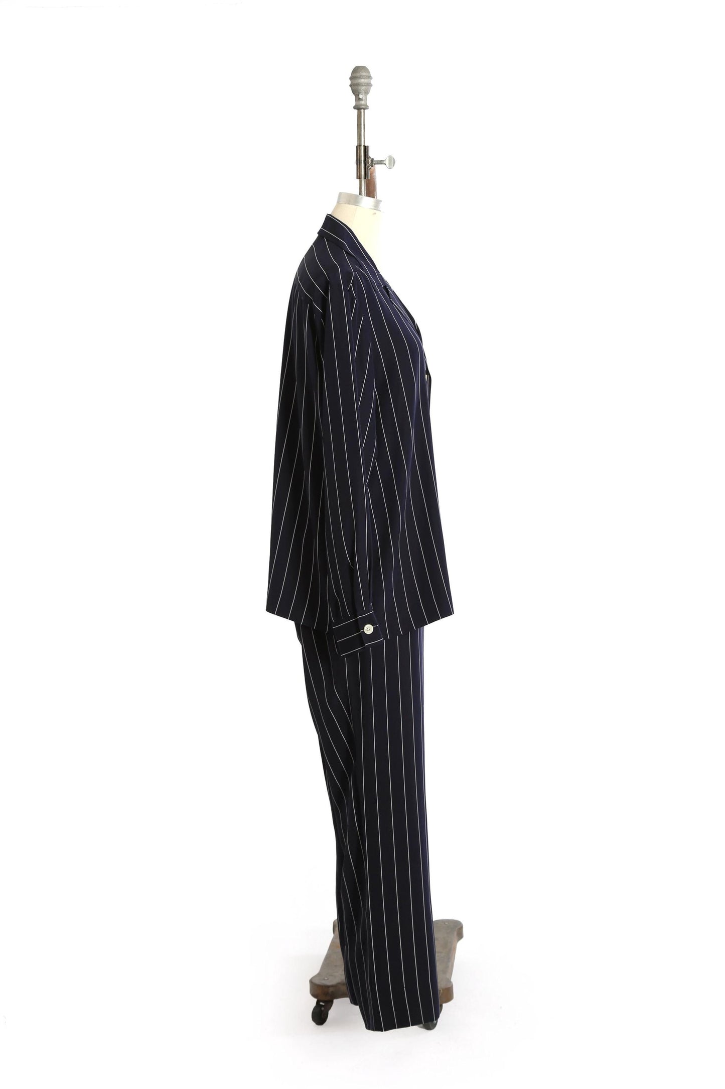 Ralph Lauren silk set | Vintage Ralph Lauren navy blue pin striped silk 2pc Blouse + pants set