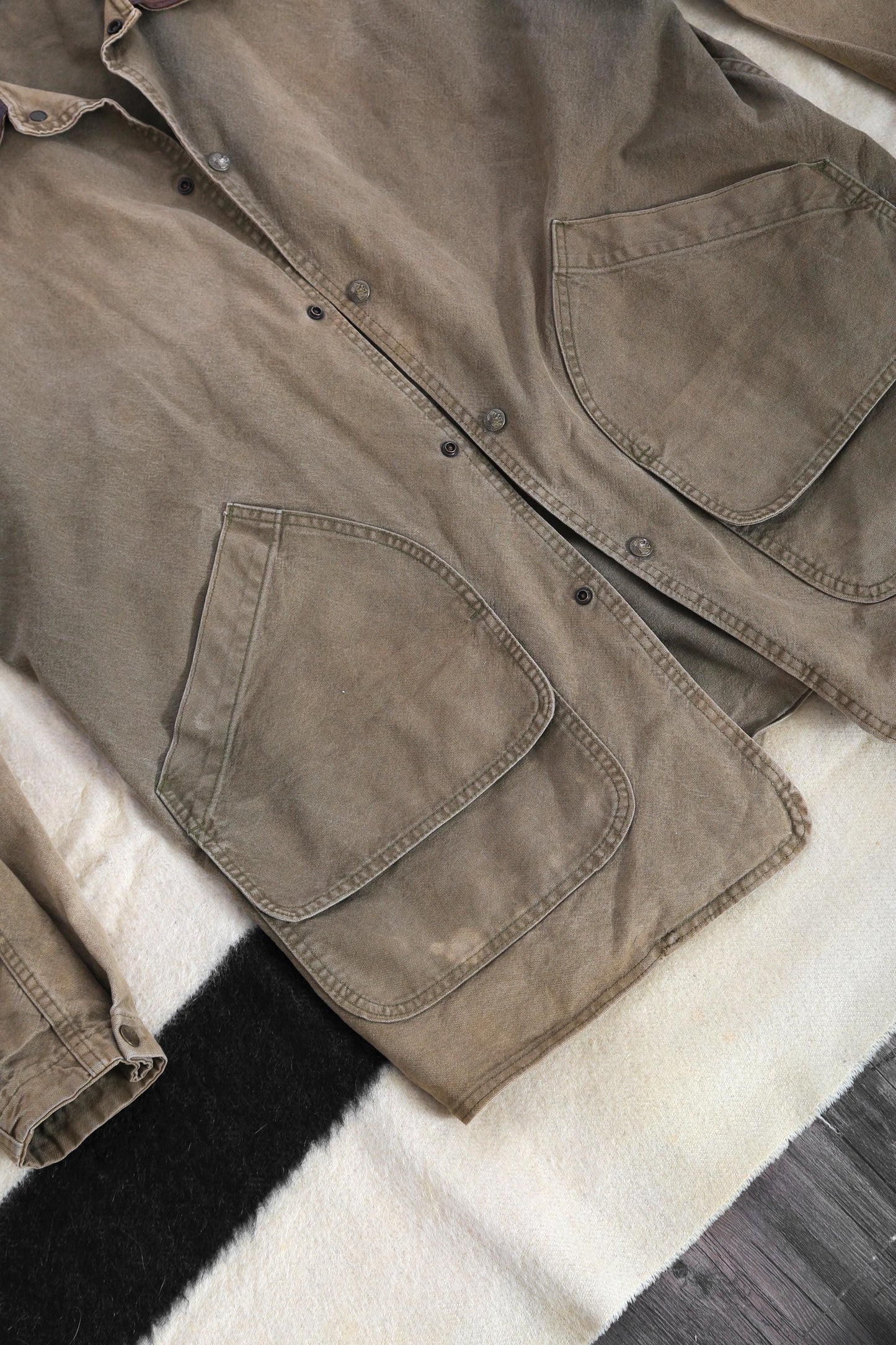 Woolrich coat | Vintage Mens Woolrich canvas chore leather jacket coat