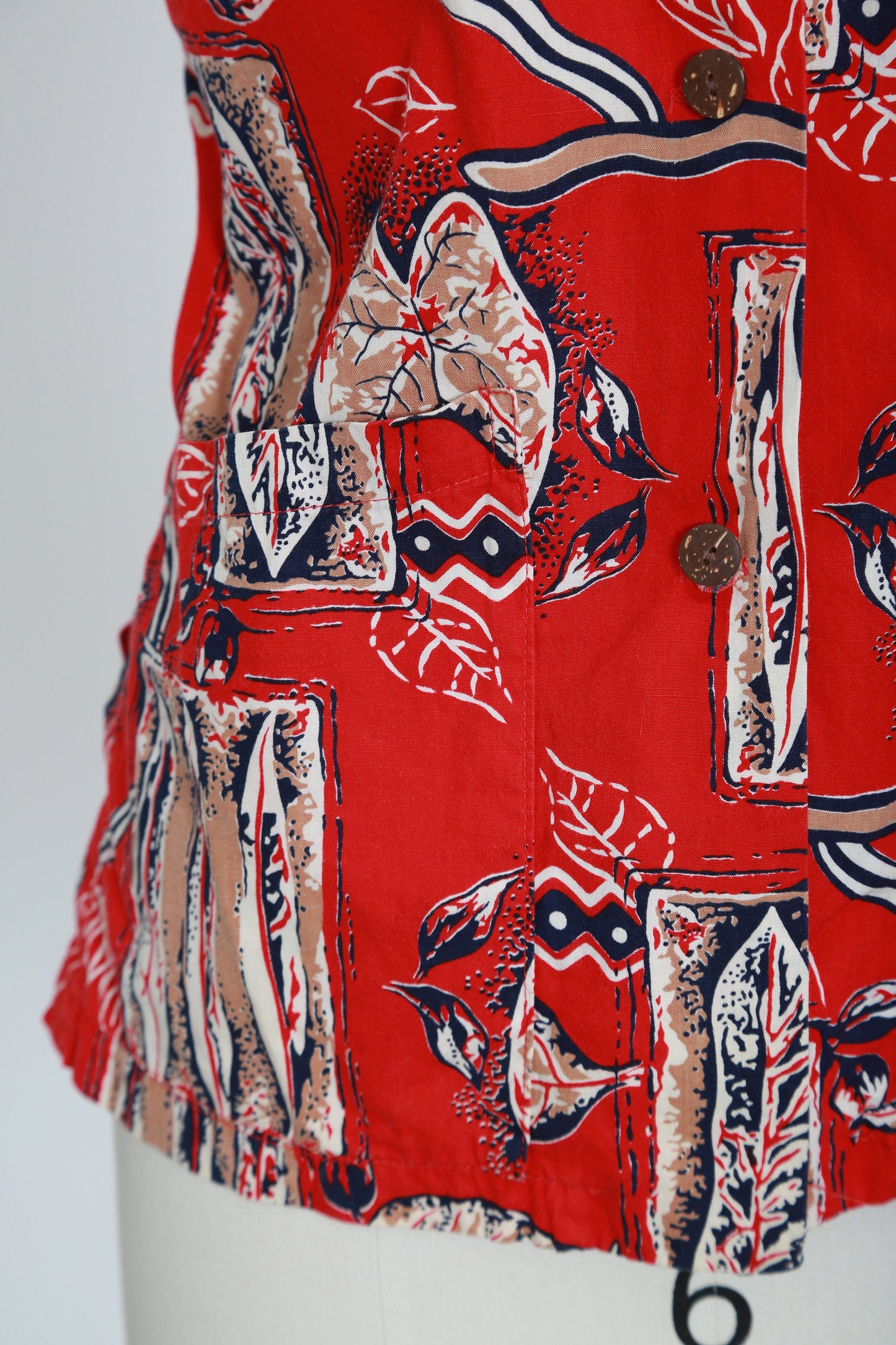 Paradise Isle top | Vintage 40s Hawaiian blouse | 1940s tropical floral cotton blouse