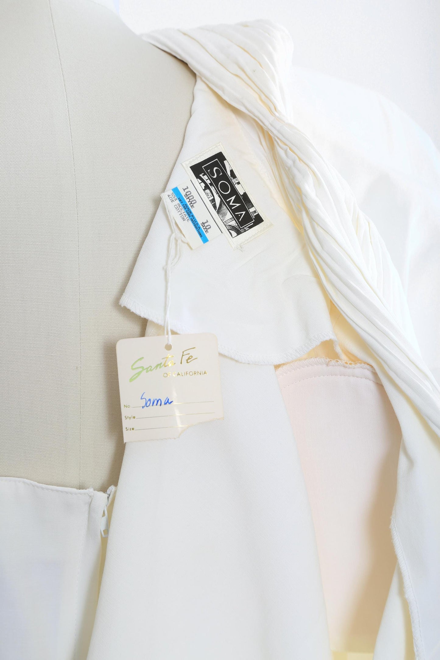 Vintage 80s white 3pc dress cropped bolero jacket | 1980s deadstock SOMA white dress pleated jacket