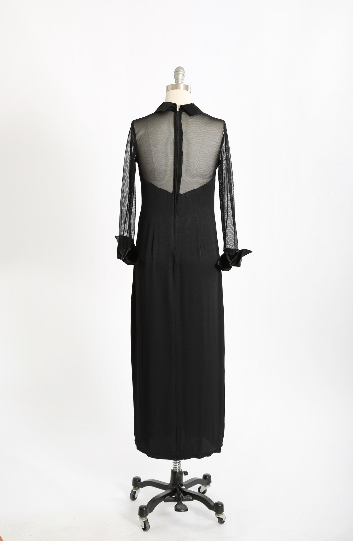 90s tuxedo maxi dress | Vintage 1990s black sheer tuxedo dress