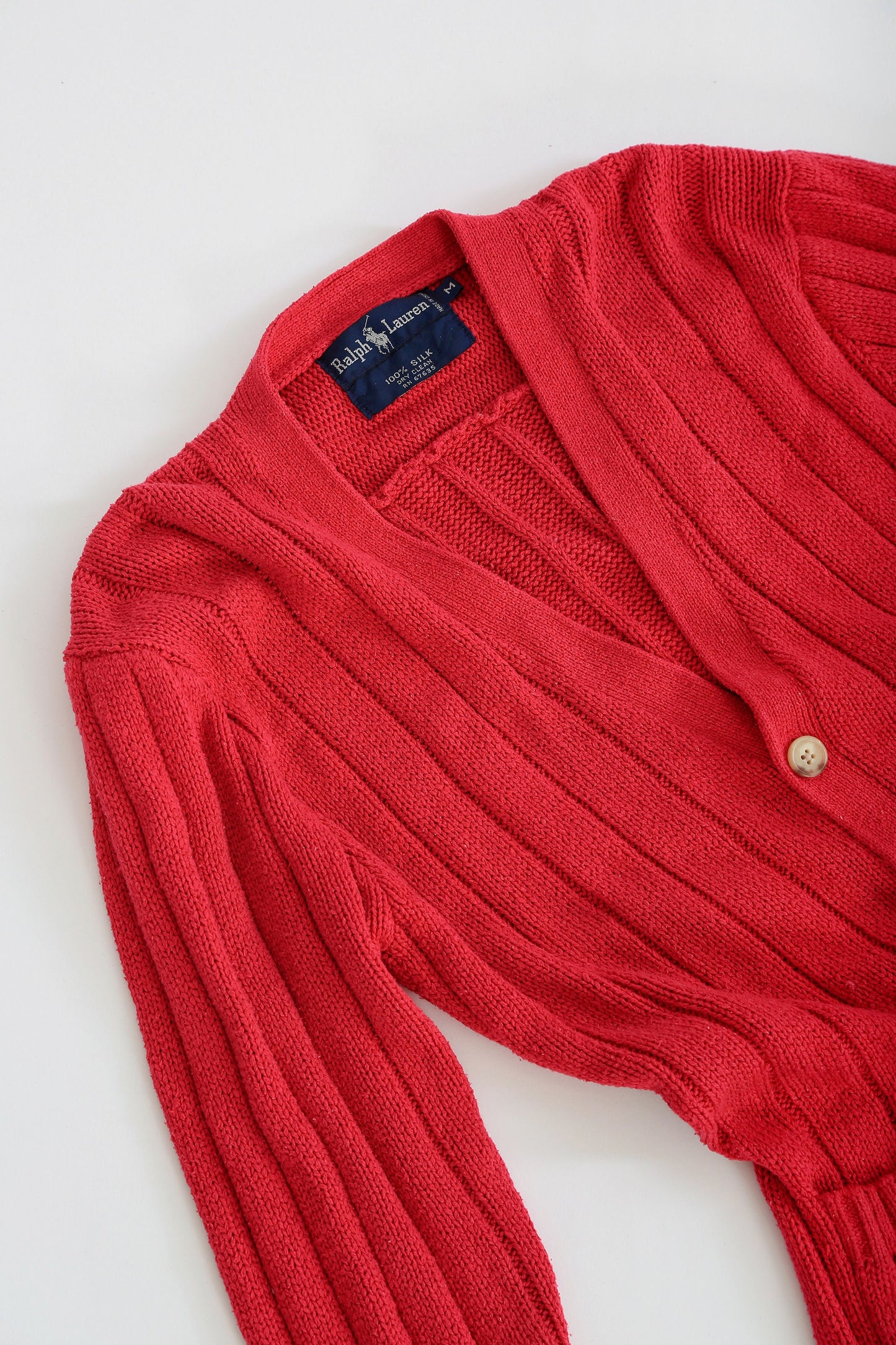 Vintage 80s 90s Ralph Lauren pink cable knit silk cardigan Sweater