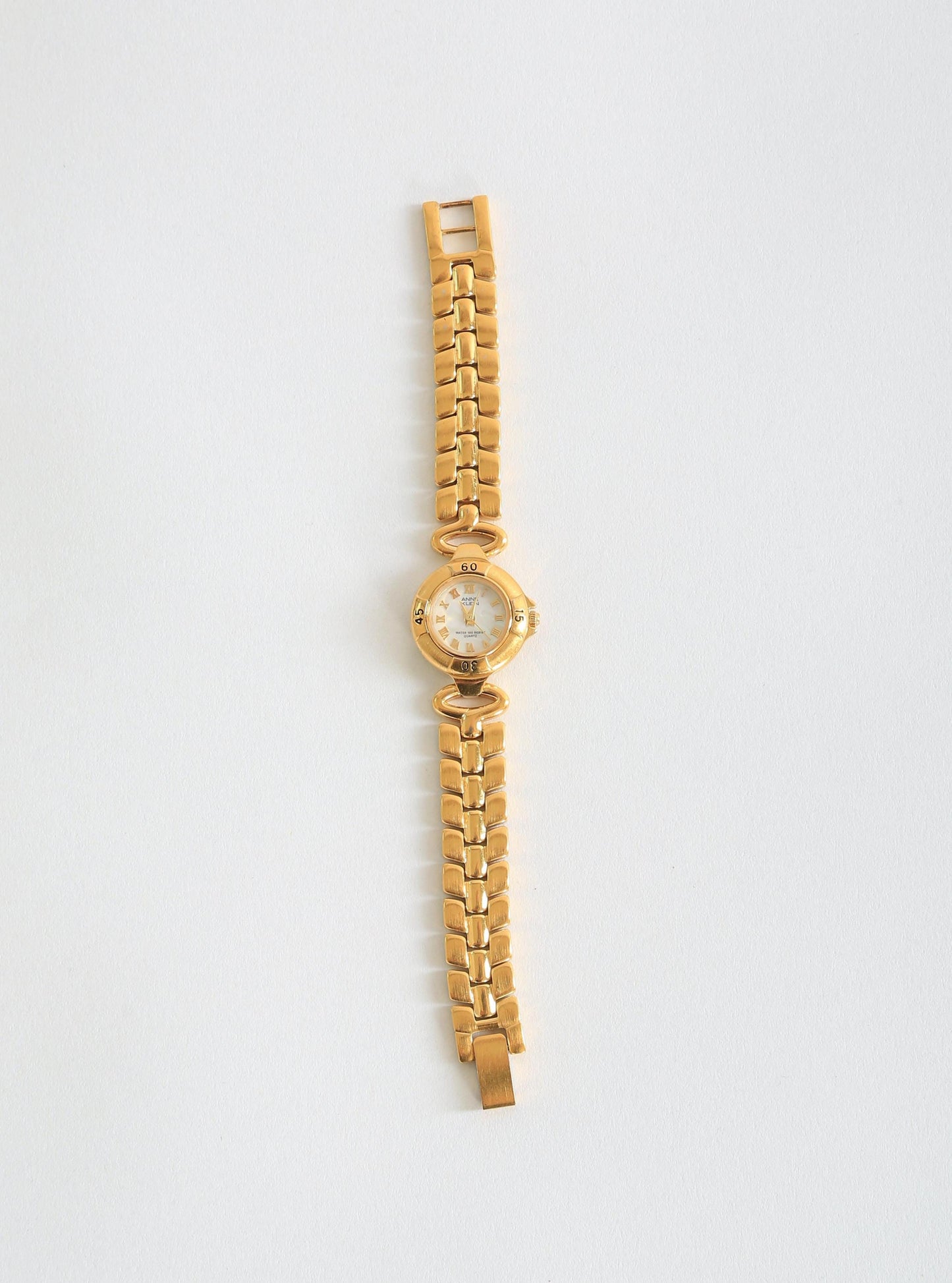 Vintage Anne Klein 753 Bezel Goldtone mother of pearl Swiss made woman's watch