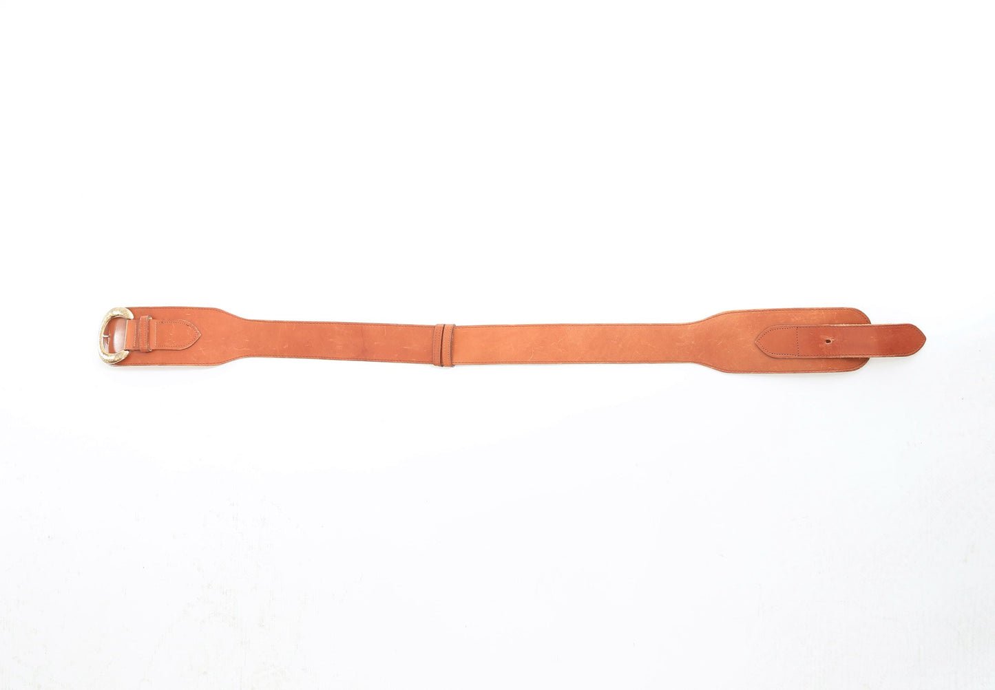 Vintage 80s Ginnie Johansen wide brown leather belt Sz. L XL