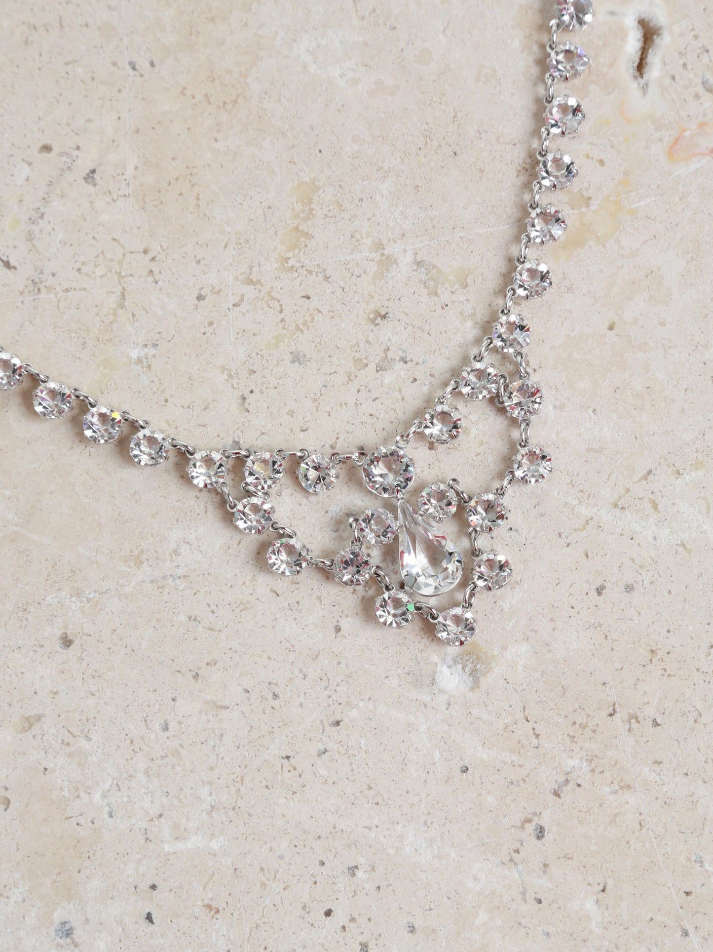 Riviere Paste Necklace | Antique vintage Edwardian jeweled paste 12K white gold filed choker | Edwardian paste necklace