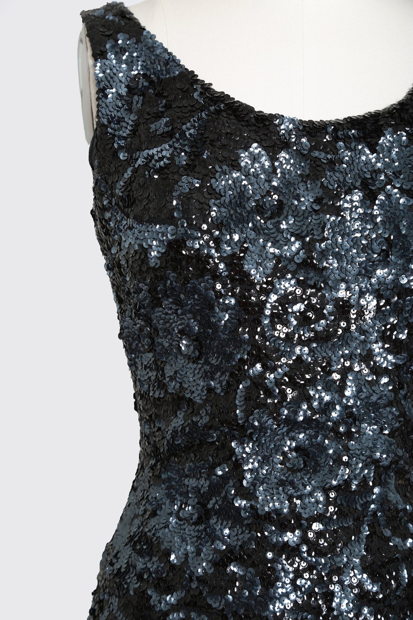 Vintage 50s black hand sequin wool wiggle dress | 1950s sequin cocktail dress