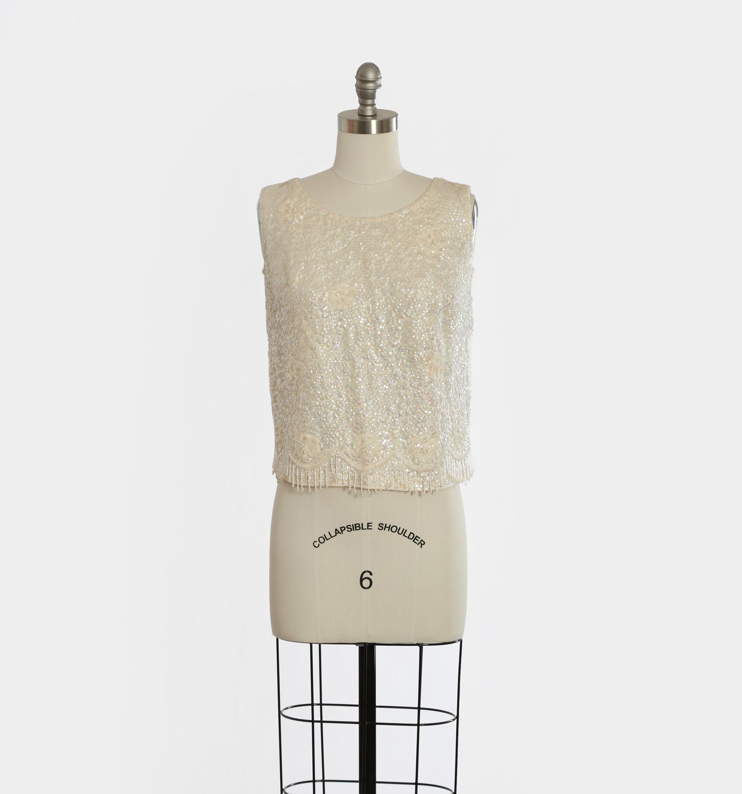Jeri-Jo sequin tank | Vintage 1960s iridescent beaded sequin Zephry wool tank top
