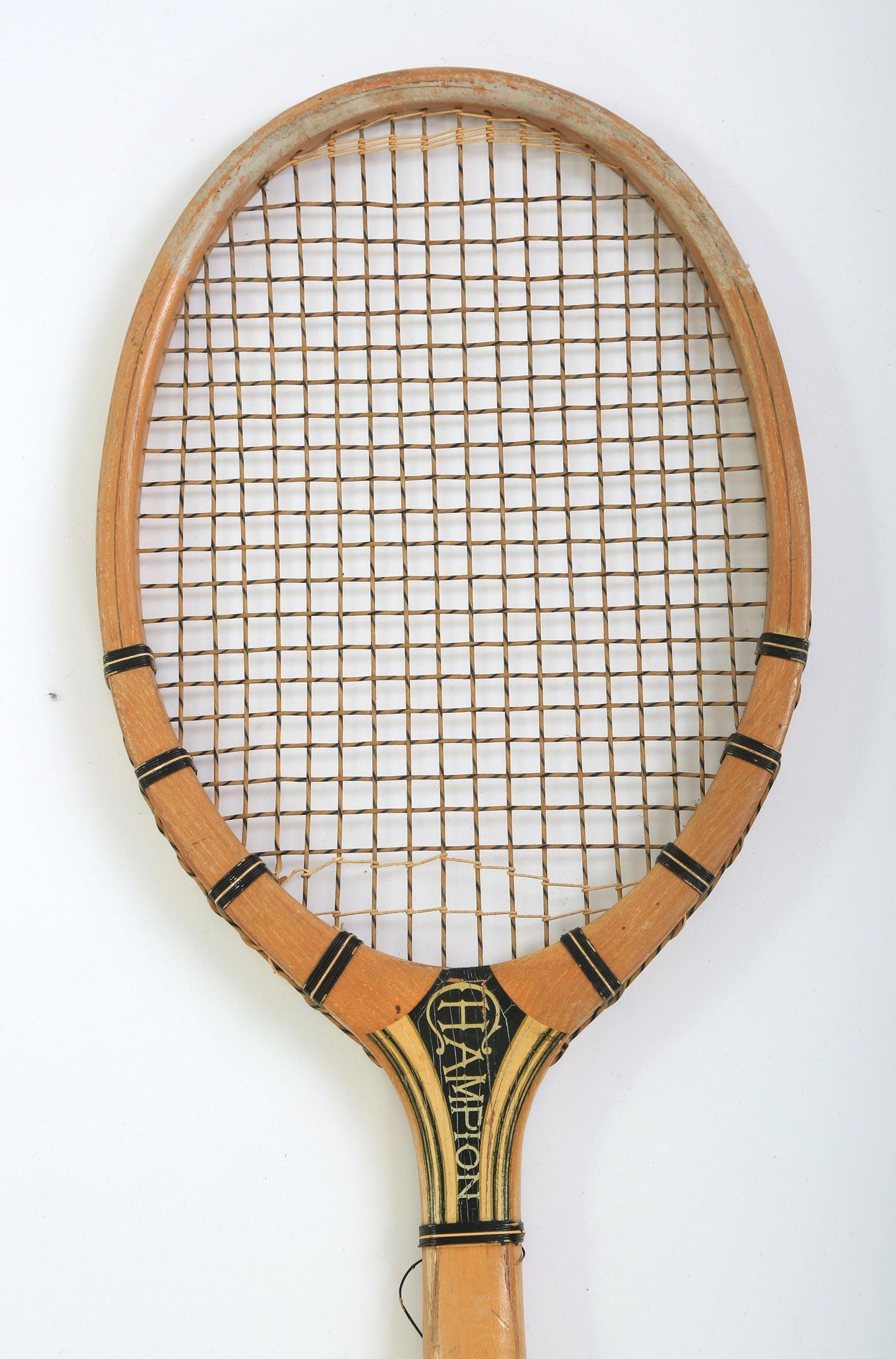 Antique 1920s J.F. Bancroft Champion wood tennis Racket wall art gallery wall