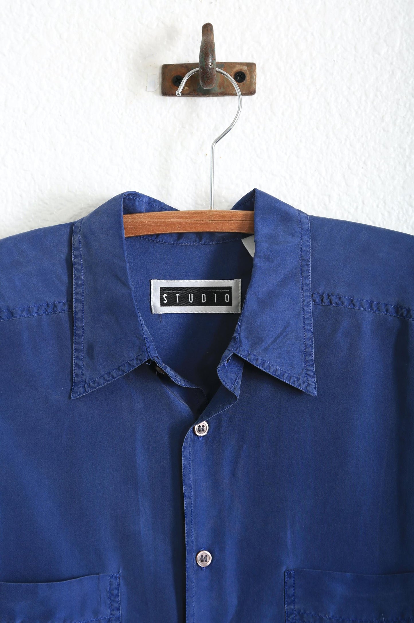 90s blue silk blouse
