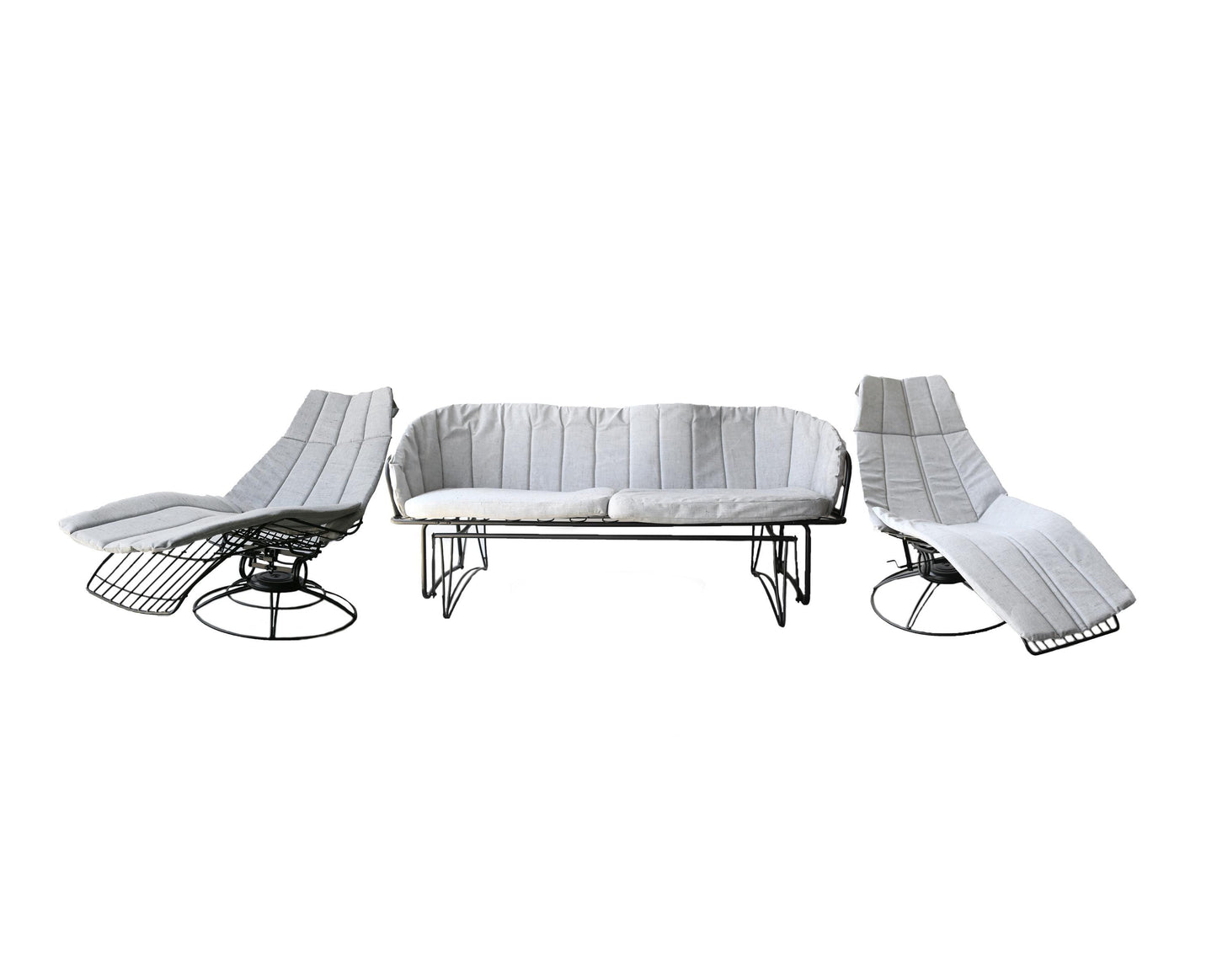 Vintage Mid Century Modern Homecrest Patio Set | Gilder sofa + 2 Fiesta loungers + side table