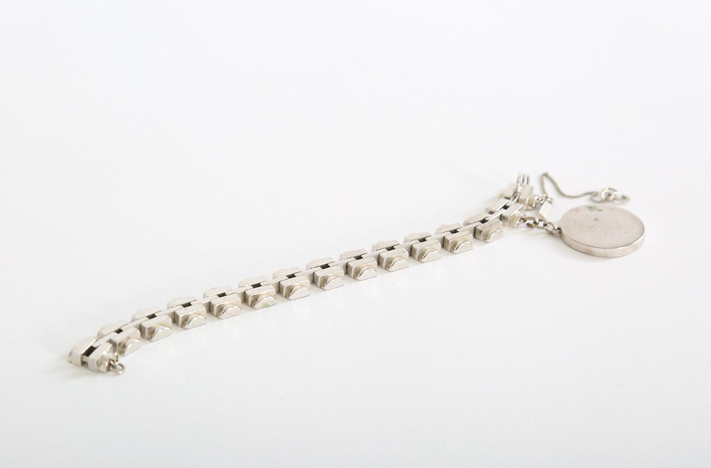 Monet silver link bracelet | Vintage 60s Monet chunky bracelet charm