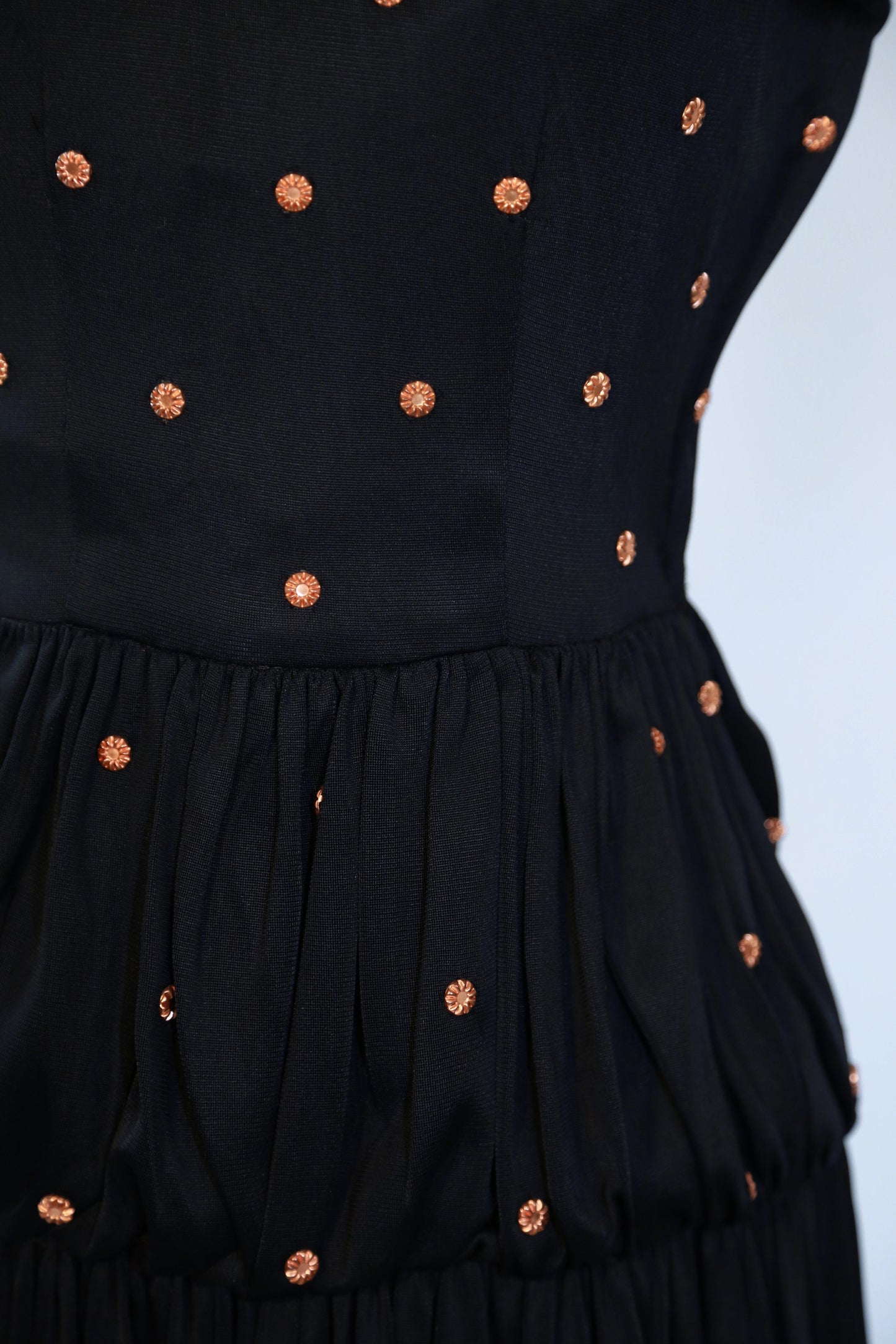 Vintage 1940s black floral studded gown