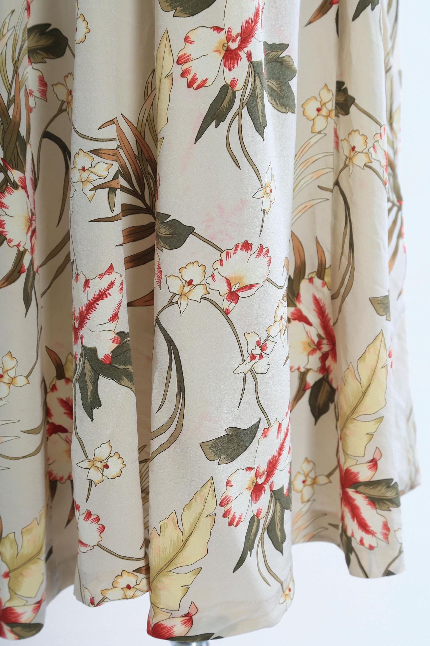Y2K tropical floral silk midi dress