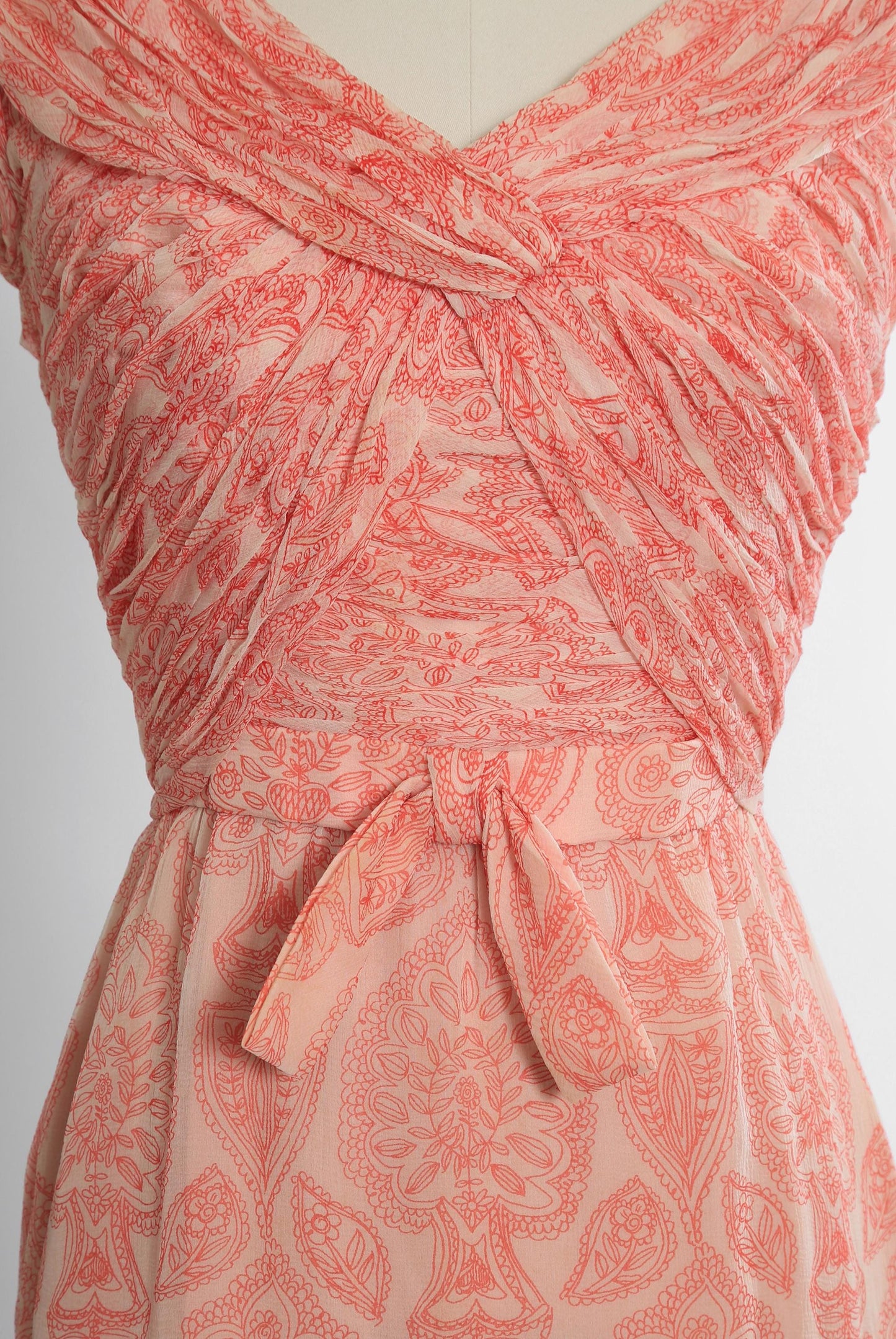 Vintage 1950s f.m. Swiss pink floral silk dress