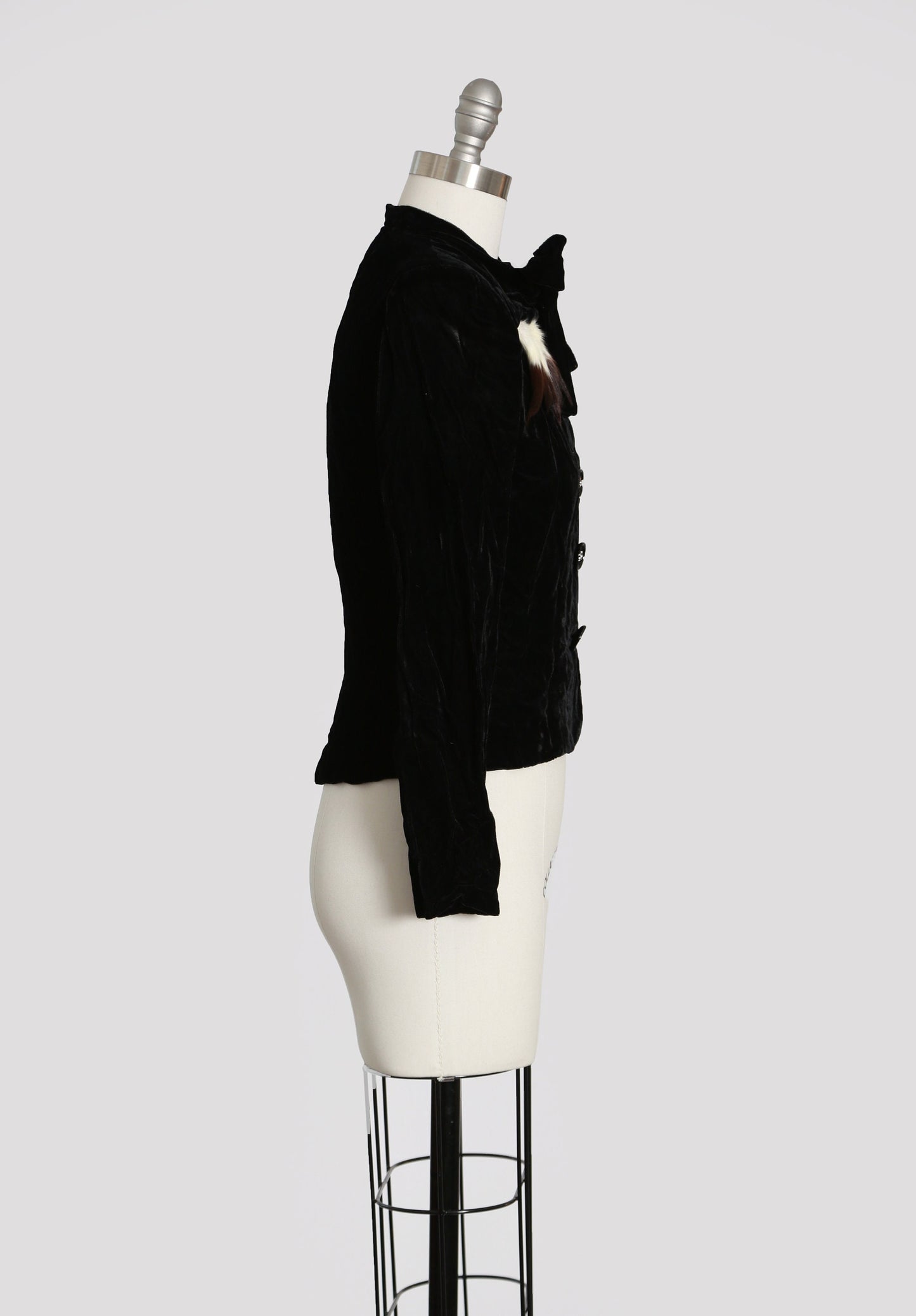 40s Mink fur velvet jacket | Vintage 1940s black velvet mink fur tails blazer