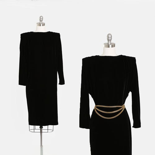 Cocoon velvet dress | Vintage 90s inky black velvet avant grade dress
