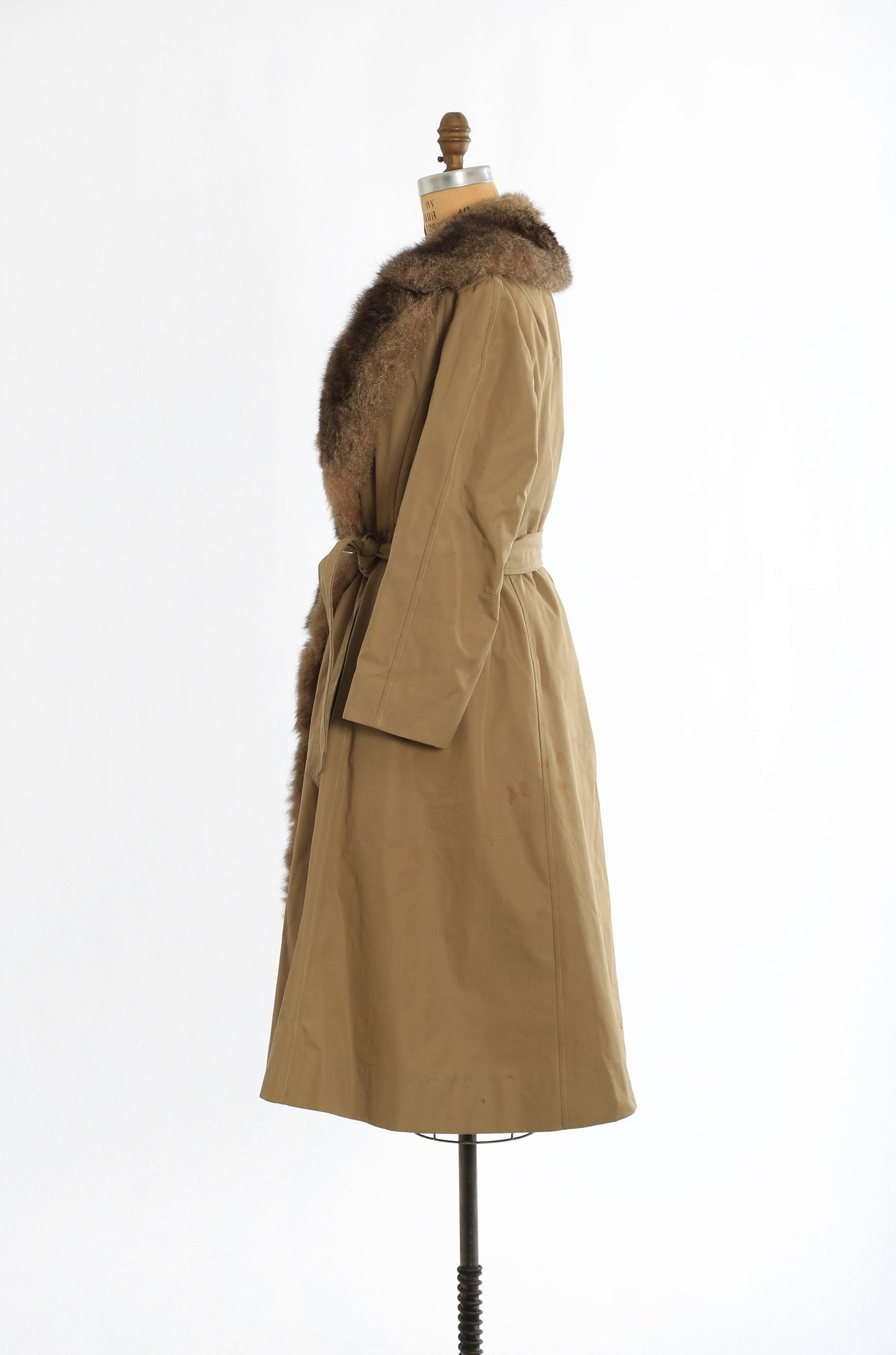 Vintage 1970s coyote fur trench coat
