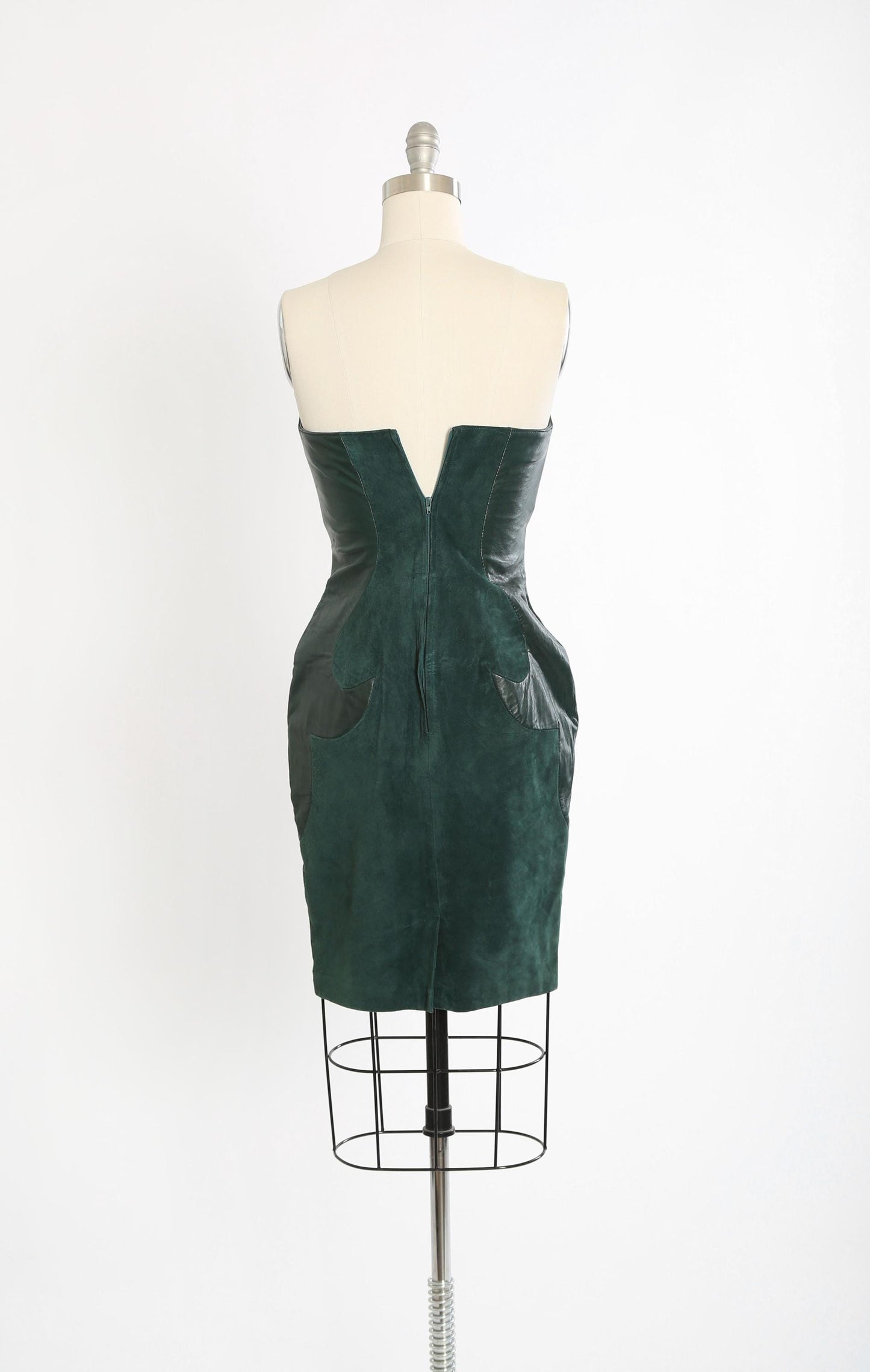 Vintage Micheal Hoban North Beach green leather mini dress + cropped jacket